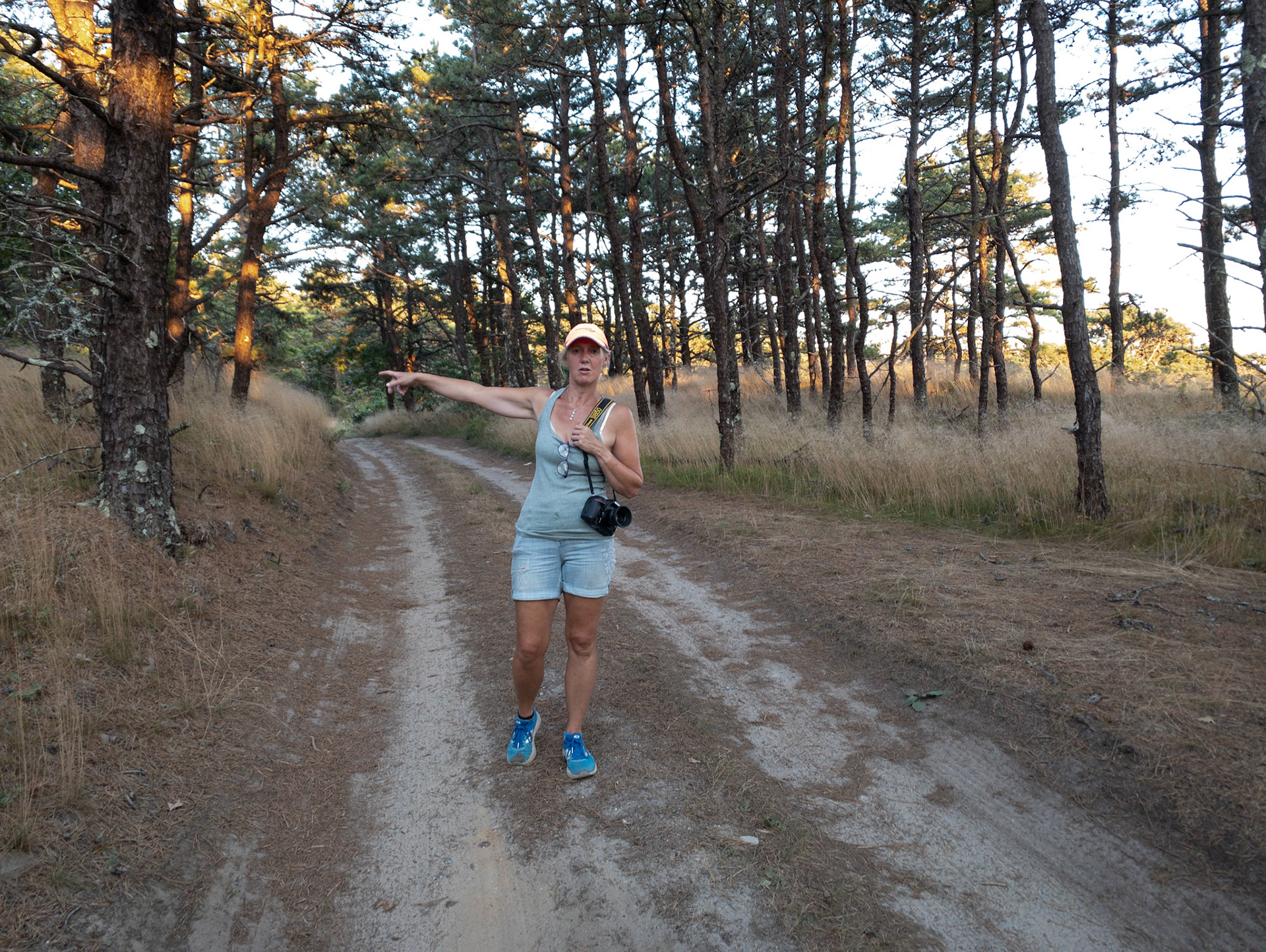 Joanne Smith walking the backroads of outter Cape Cod.