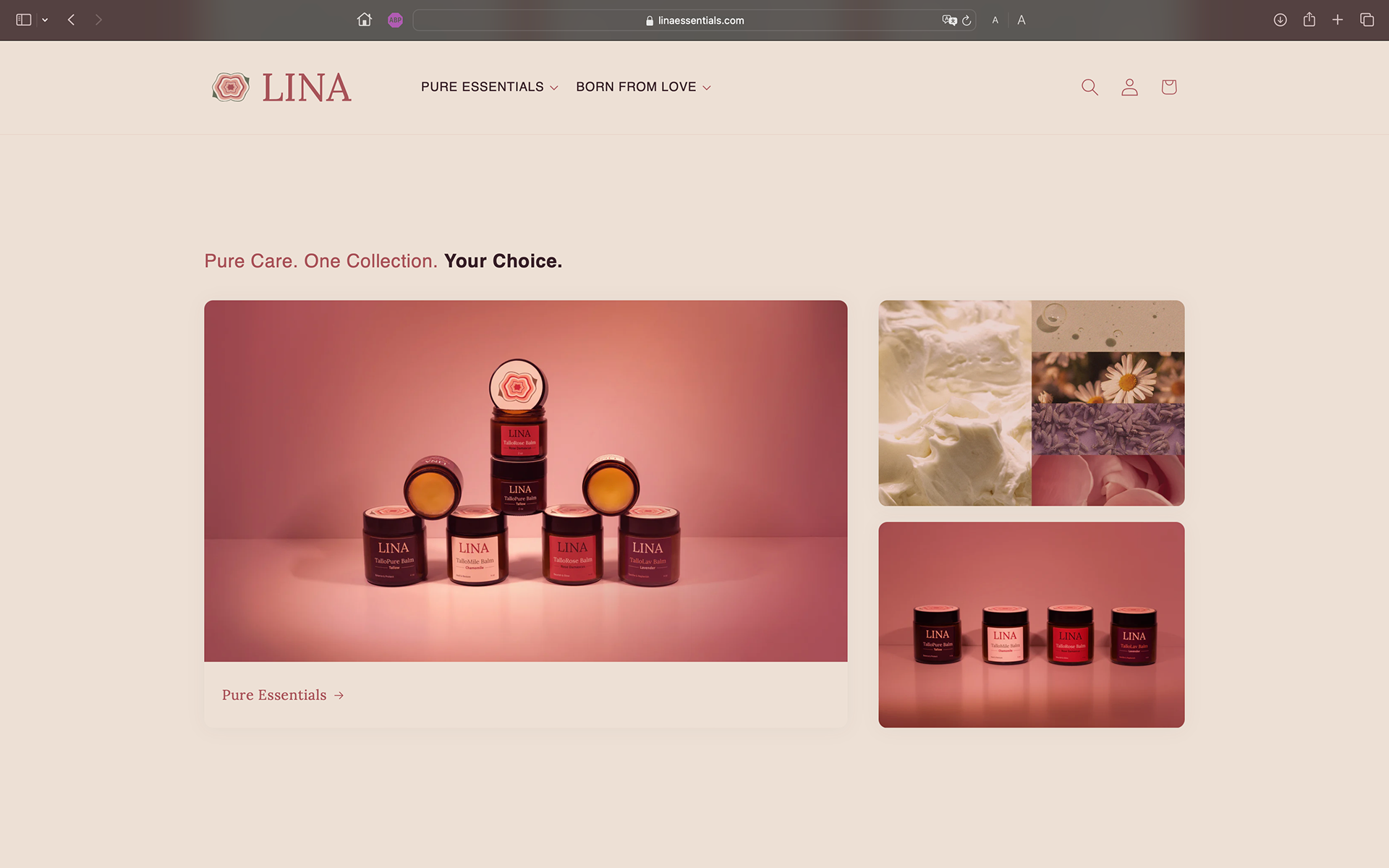 A modular grid combining product and ingredient closeups