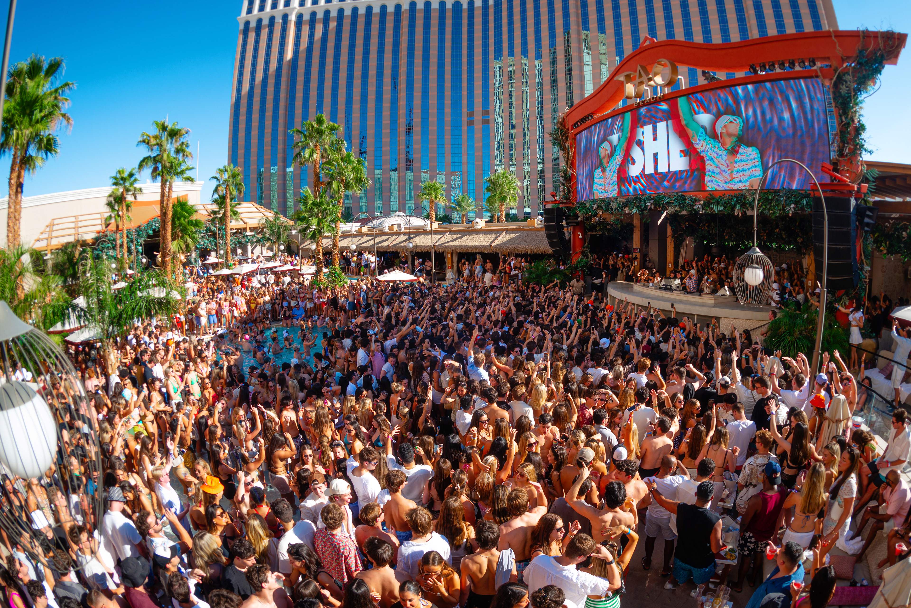 Fisher performing at Tao Beach in Las Vegas