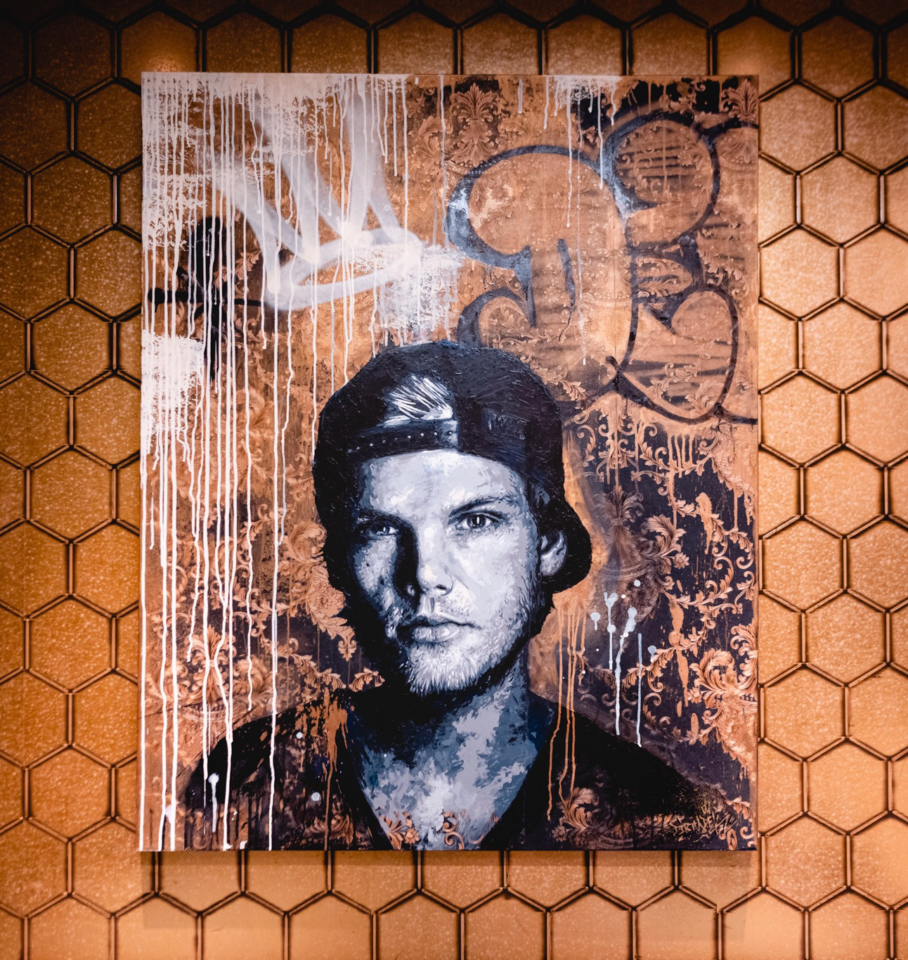 Artwork of Tim Bergling (Avicii) displayed in Boston