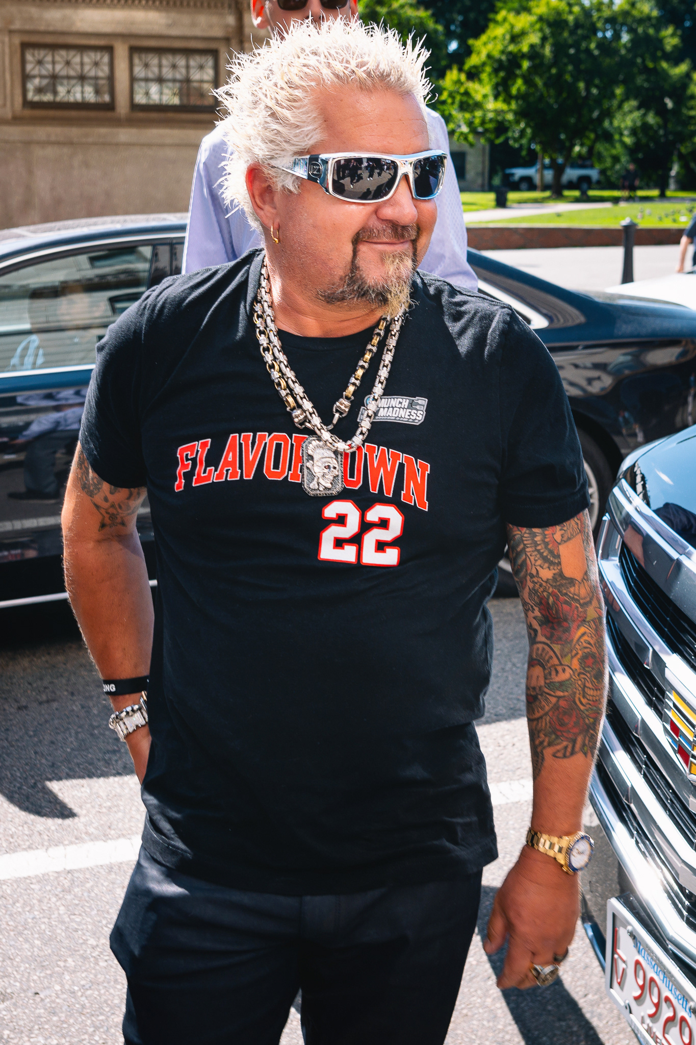 Guy Fieri arriving to his newest restaurant location in downtown Boston
