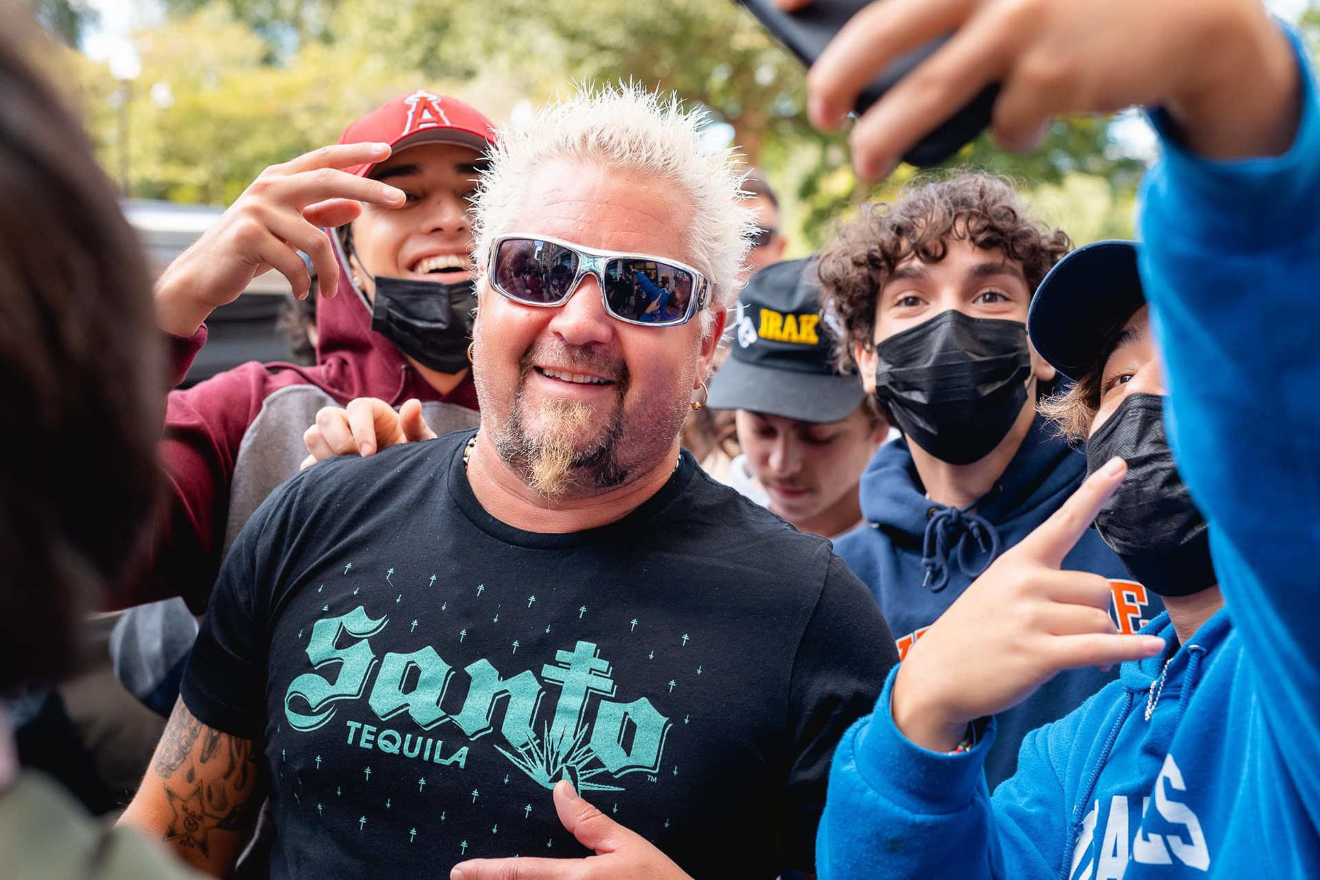 Guy Fieri interacting with fans on Boston Common