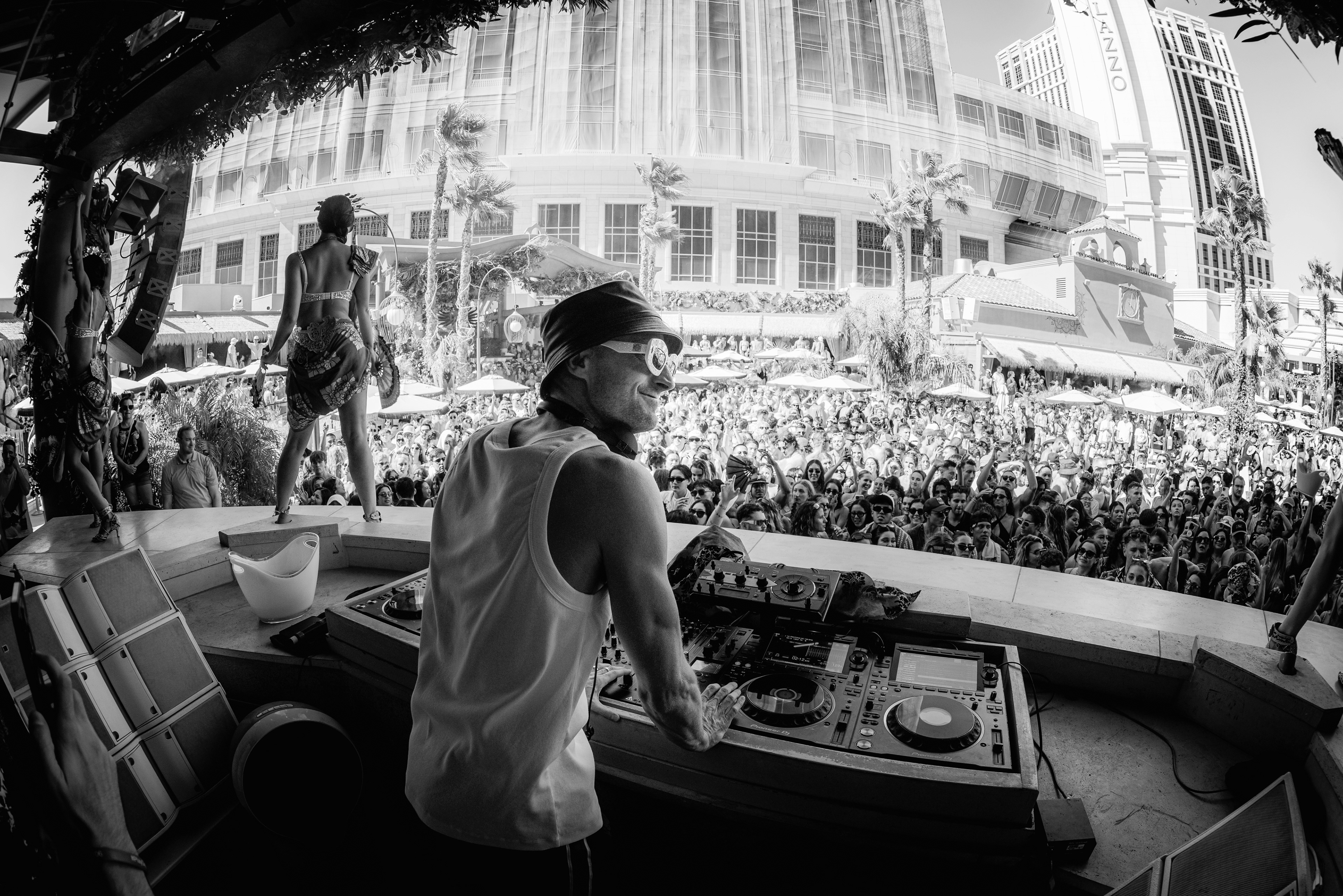 Fisher performing at Tao Beach in Las Vegas