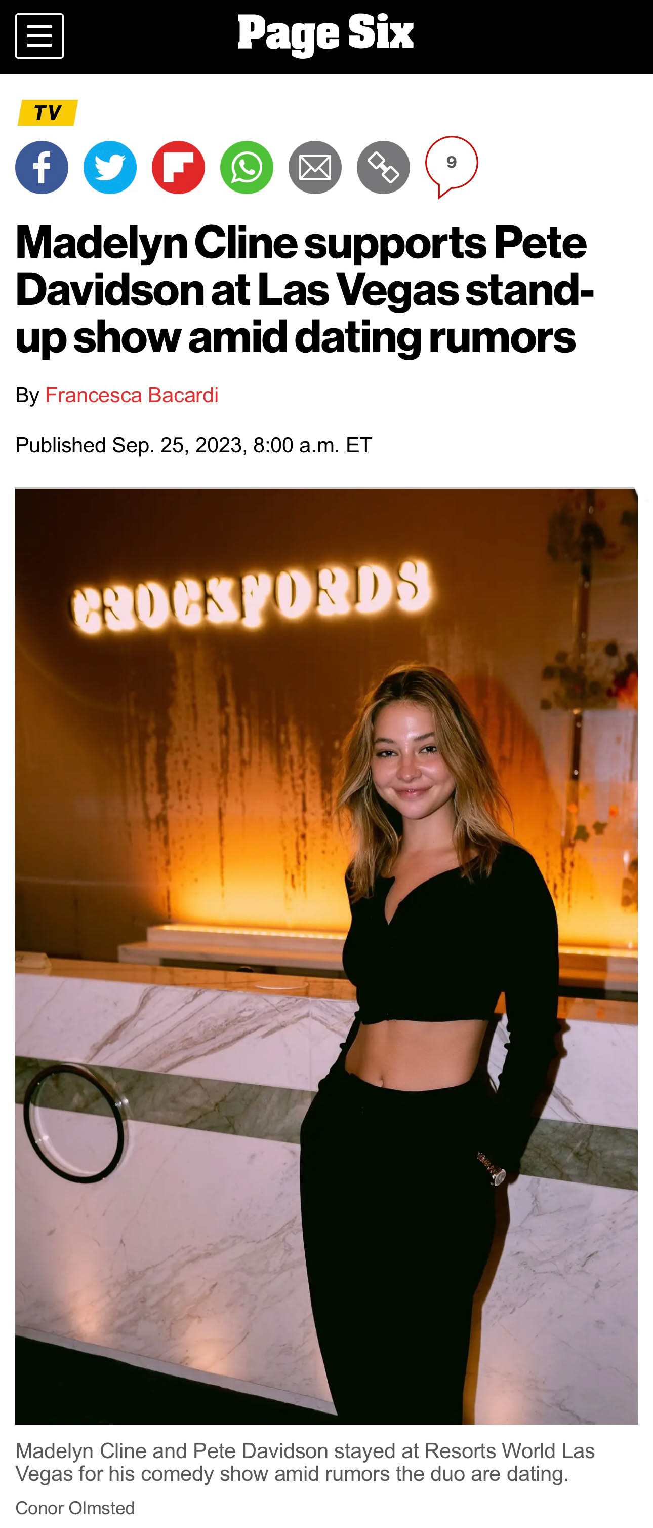 pagesix.com/2023/09/25/madelyn-cline-attends-pete-davidsons-las-vegas-show-amid-dating-rumors
