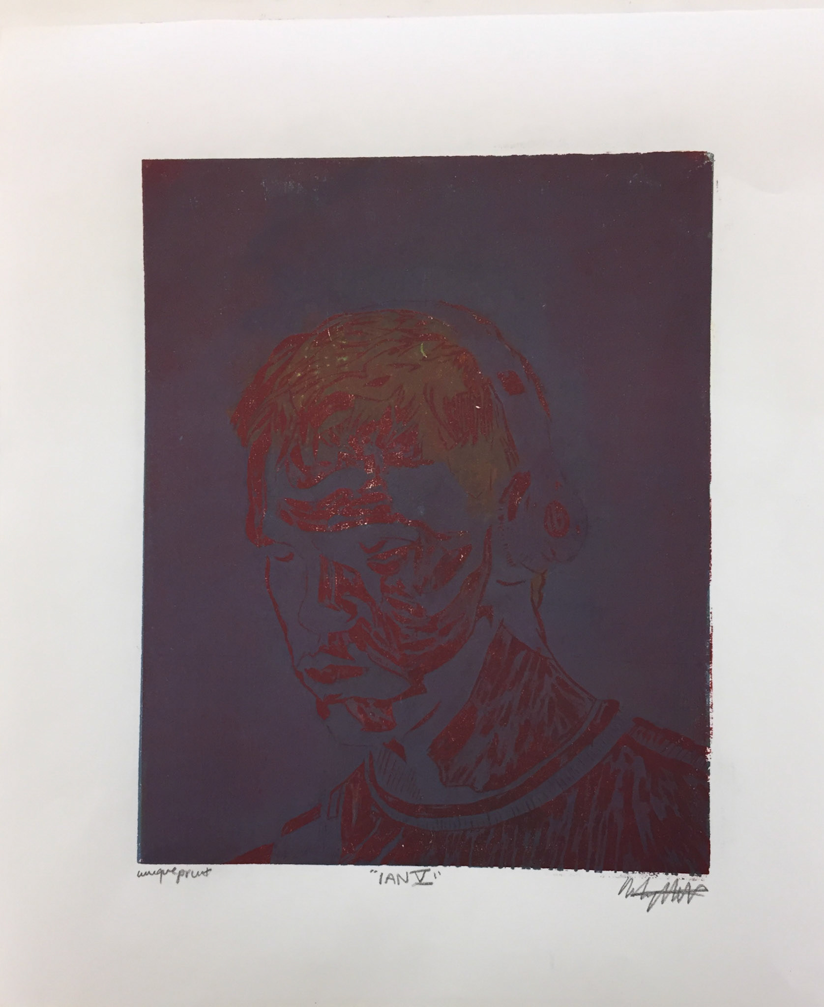 Ian V, 2017, Woodcut