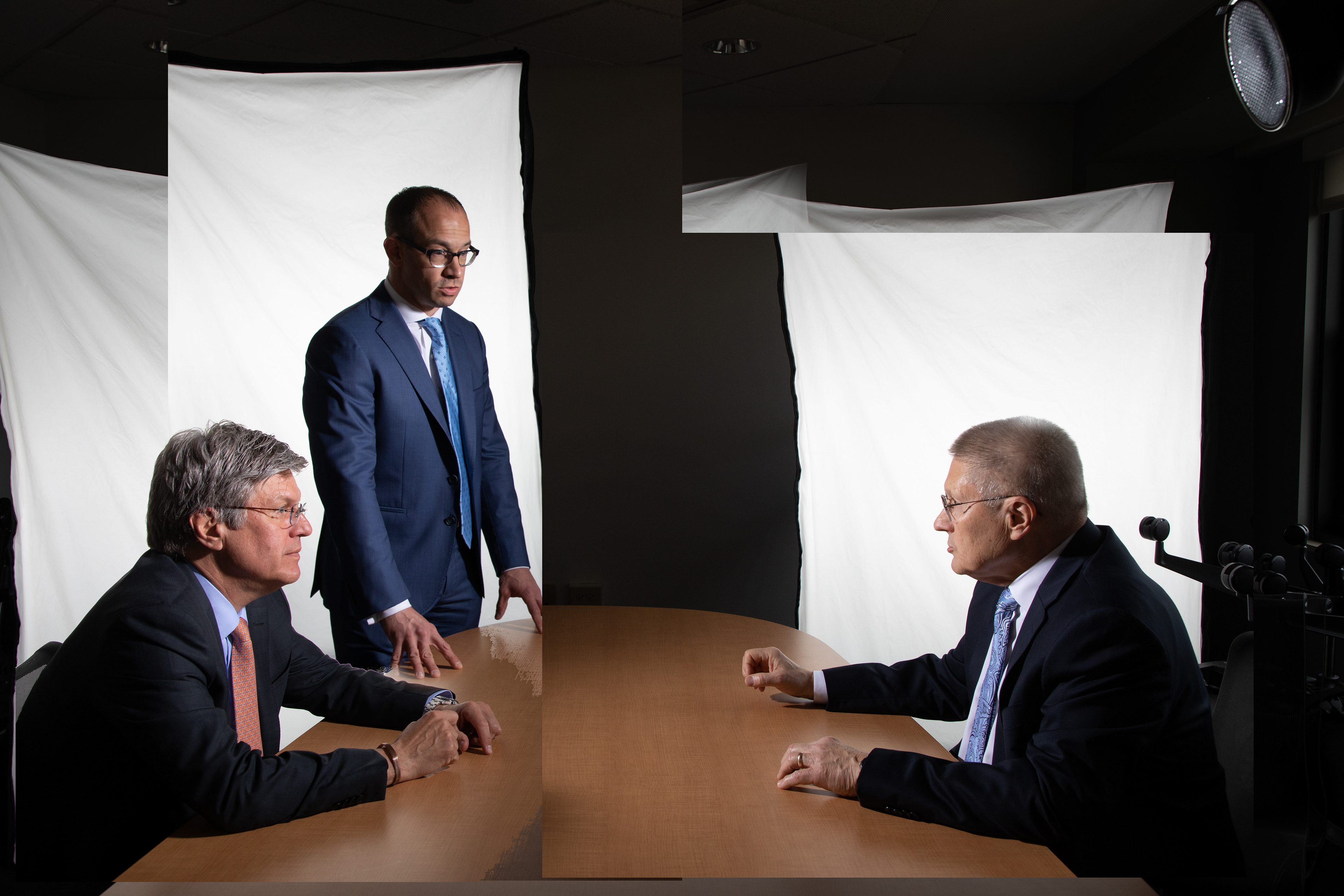 For easy masking, I photographed everyone individually at the table, with white behind them... 