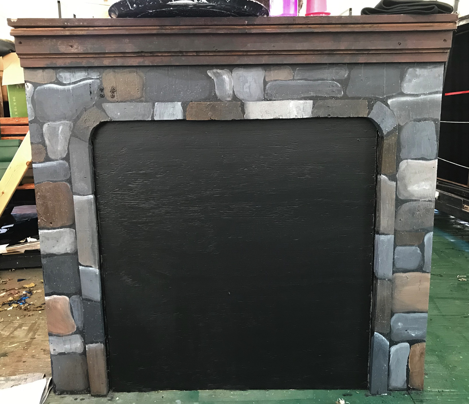 Gateway's Haunted Playhouse - refurbished fireplace