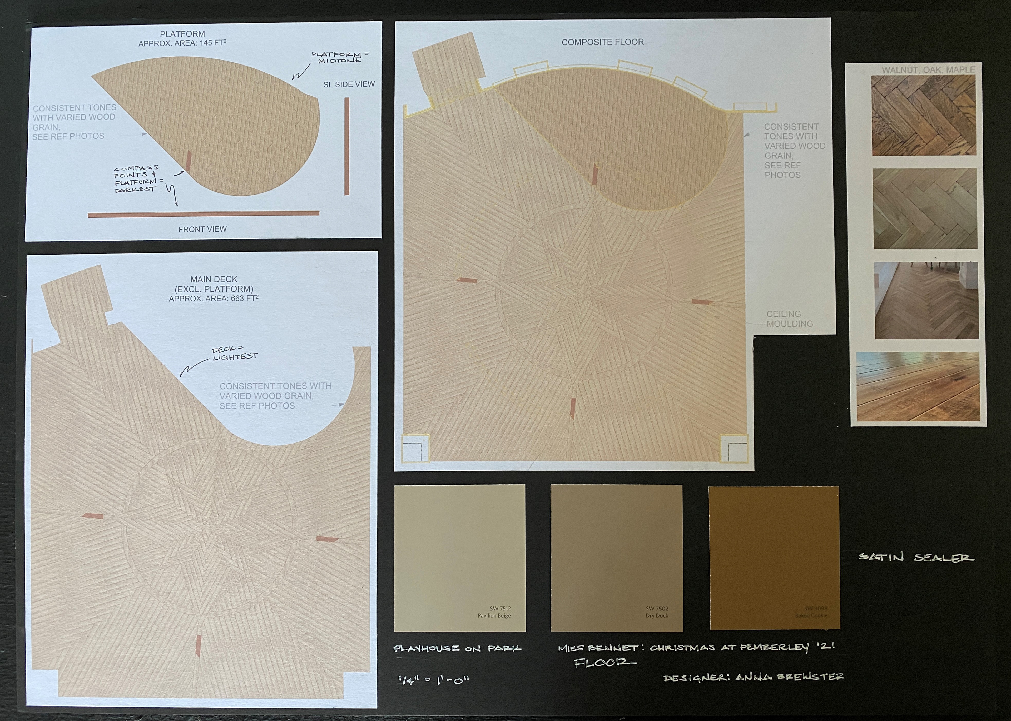 Floor & platform - paint elevation - Miss Bennet: Christmas at Pemberley - Playhouse on Park