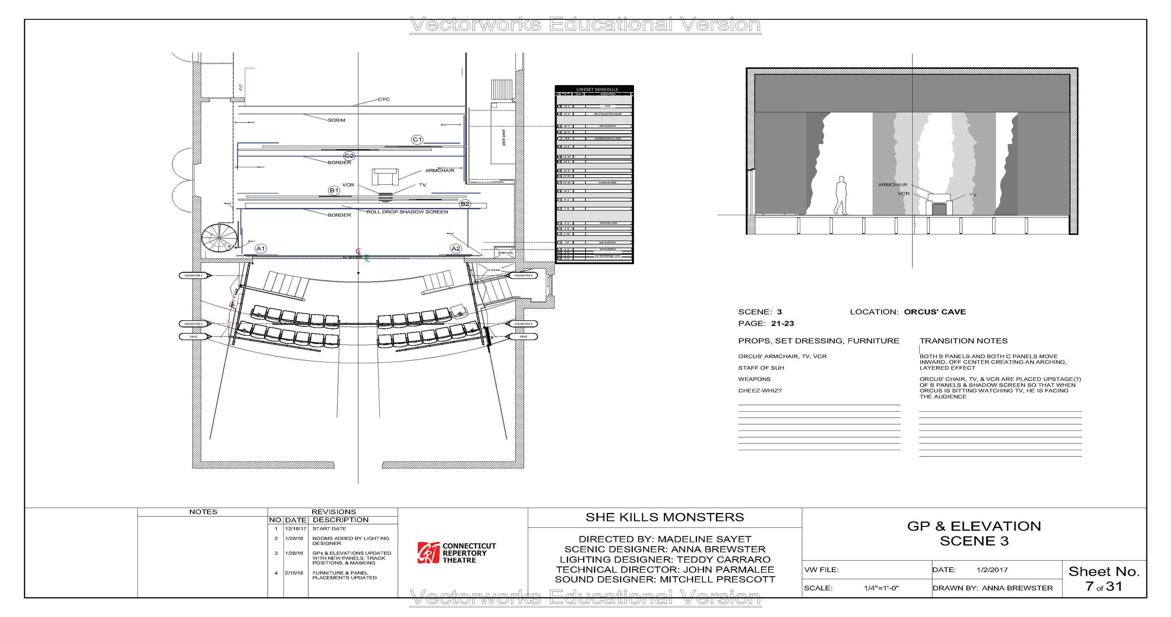 Scene by scene - AutoCAD - She Kills Monsters - Connecticut Repertory Theatre