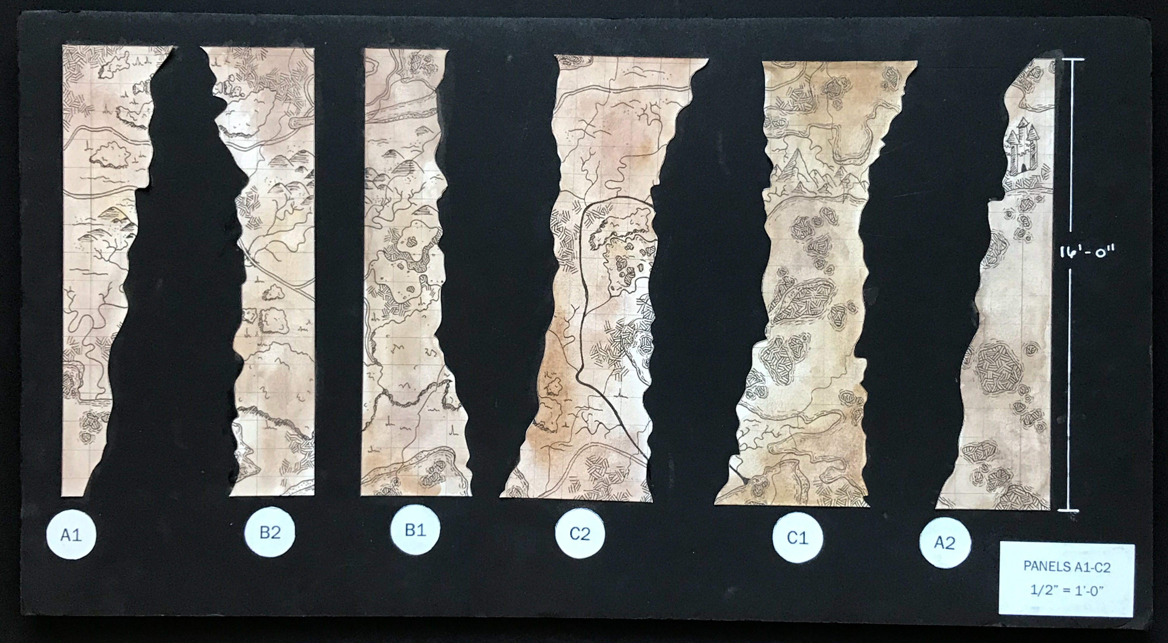 Traveling panels - front paint elevation - She Kills Monsters - Connecticut Repertory Theatre