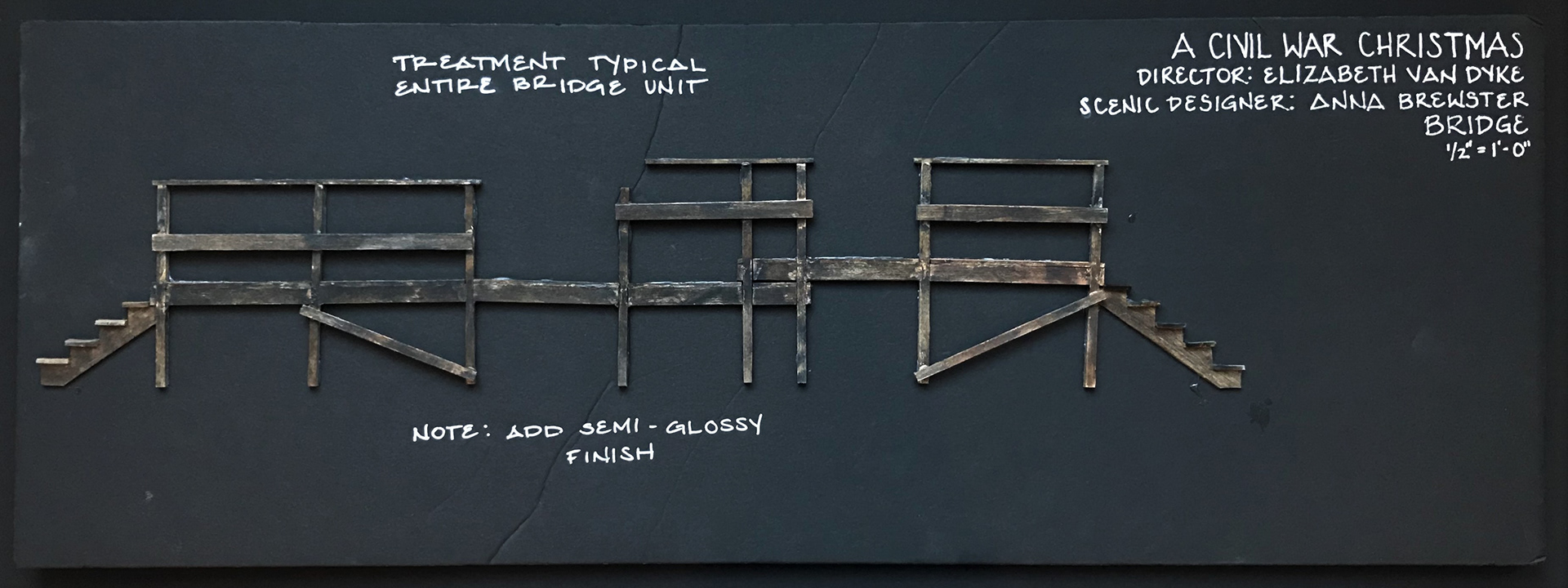 Bridge unit - front paint elevation - A Civil War Christmas - Connecticut Repertory Theatre