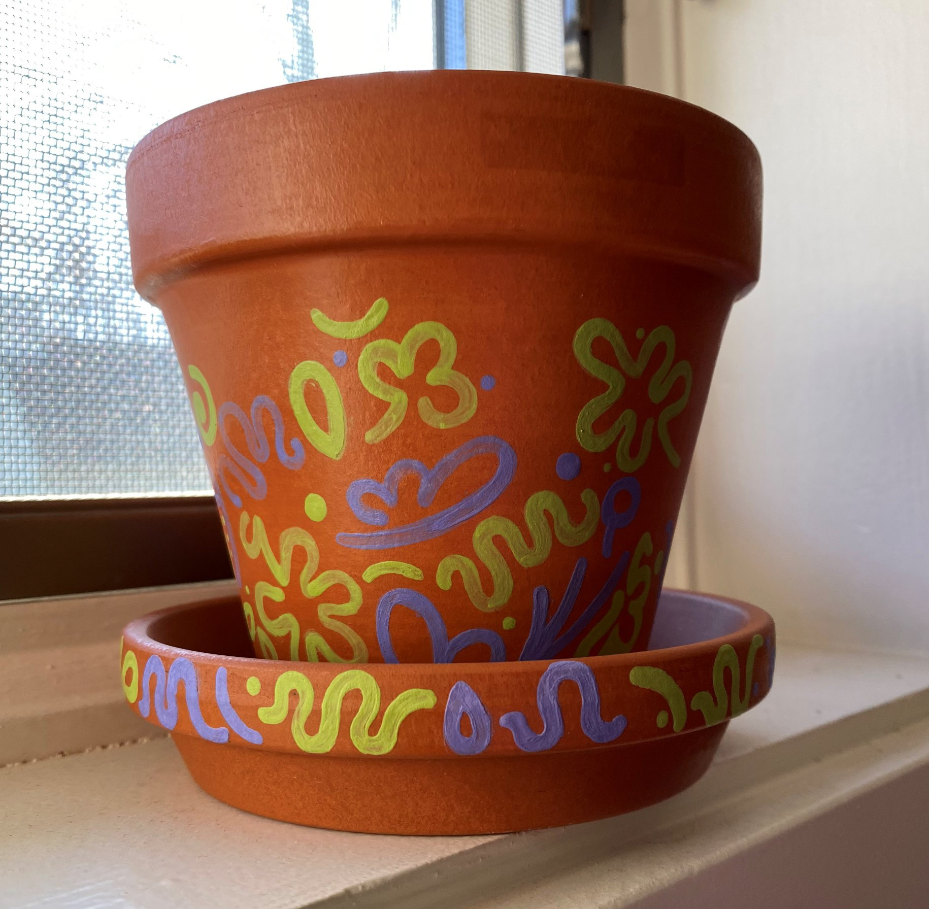 hand-painted terracotta pot