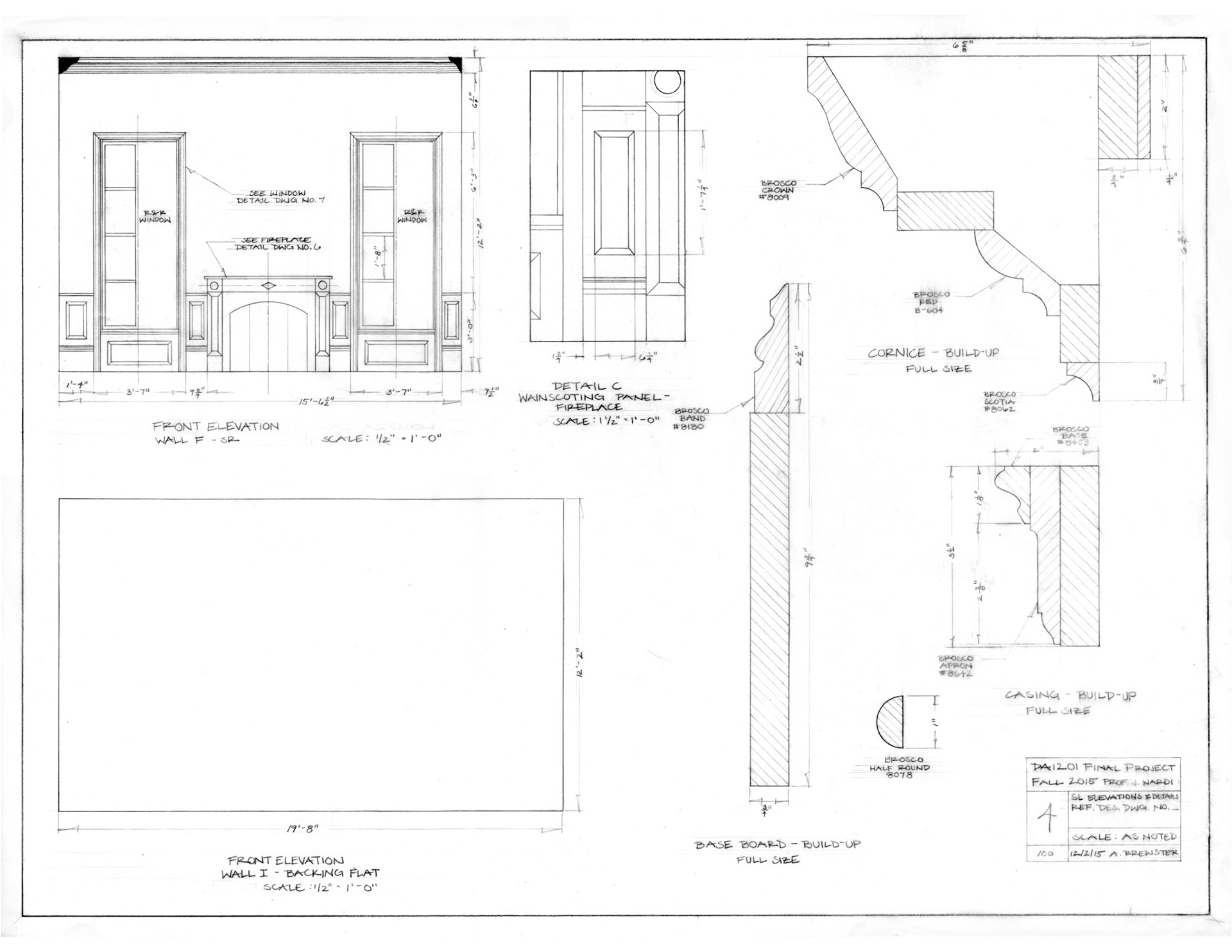 Final 4 of 7 - SL elevation + detail - hand drafted - course assignment