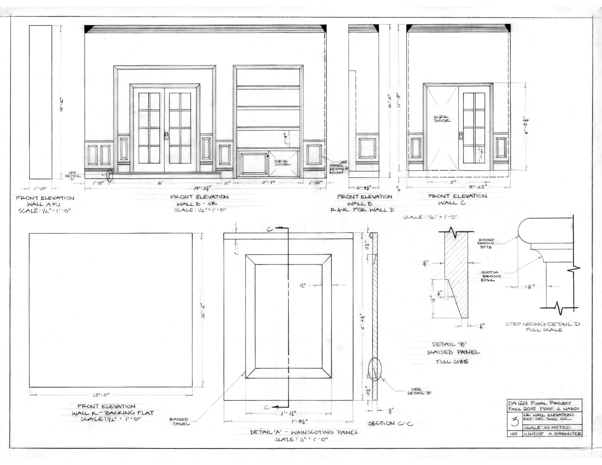 Final 3 of 7 - SR elevation & detail - hand drafted - course assignment