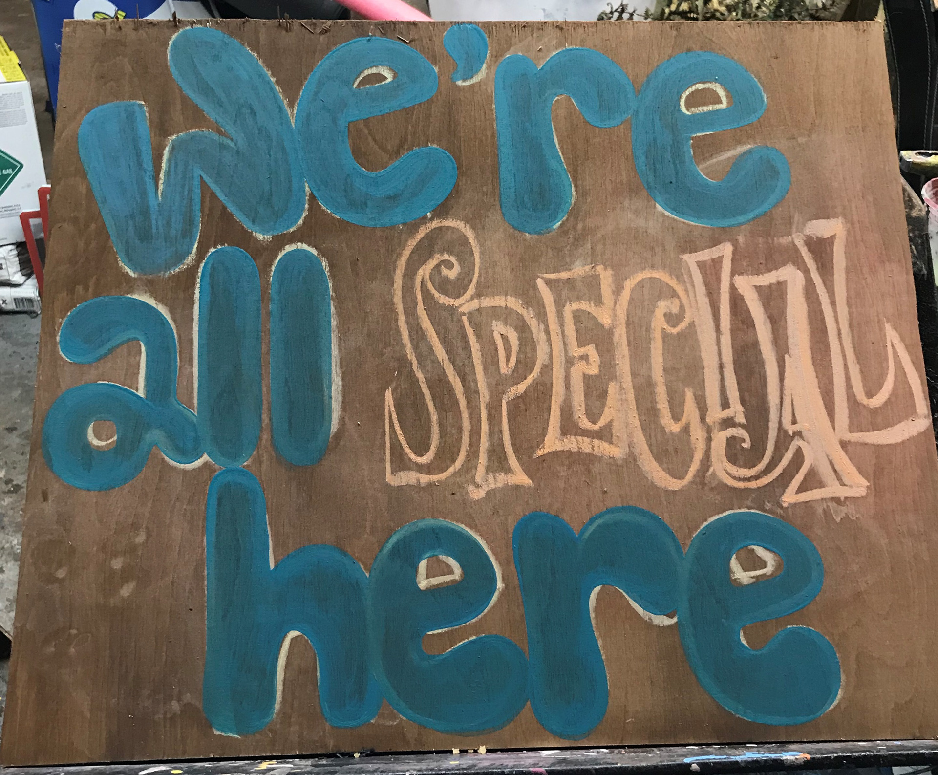 Gateway's Haunted Playhouse - designed, handlettered sign (in progress, layout)