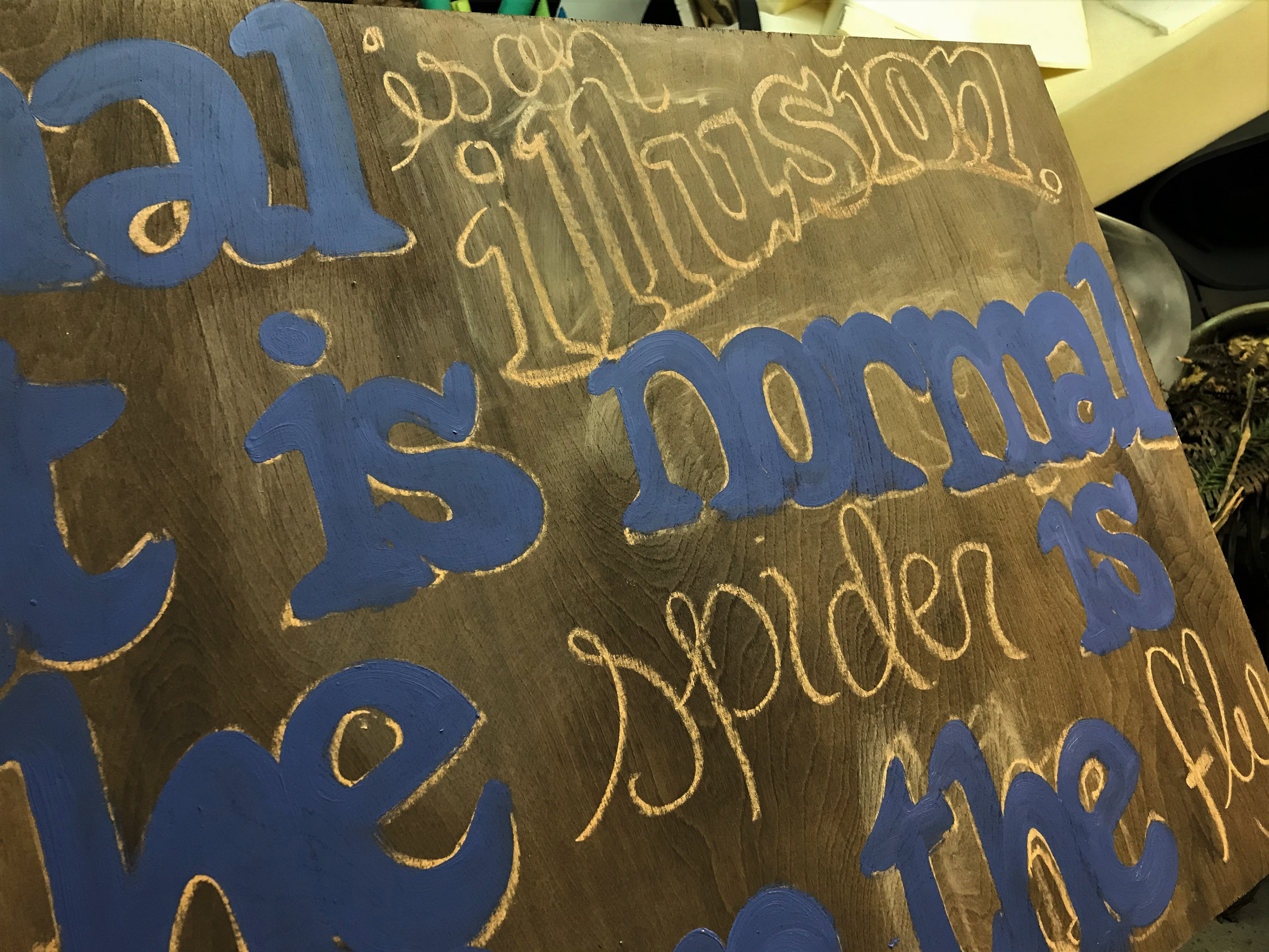 Gateway's Haunted Playhouse - designed, handlettered sign (in progress, layout)