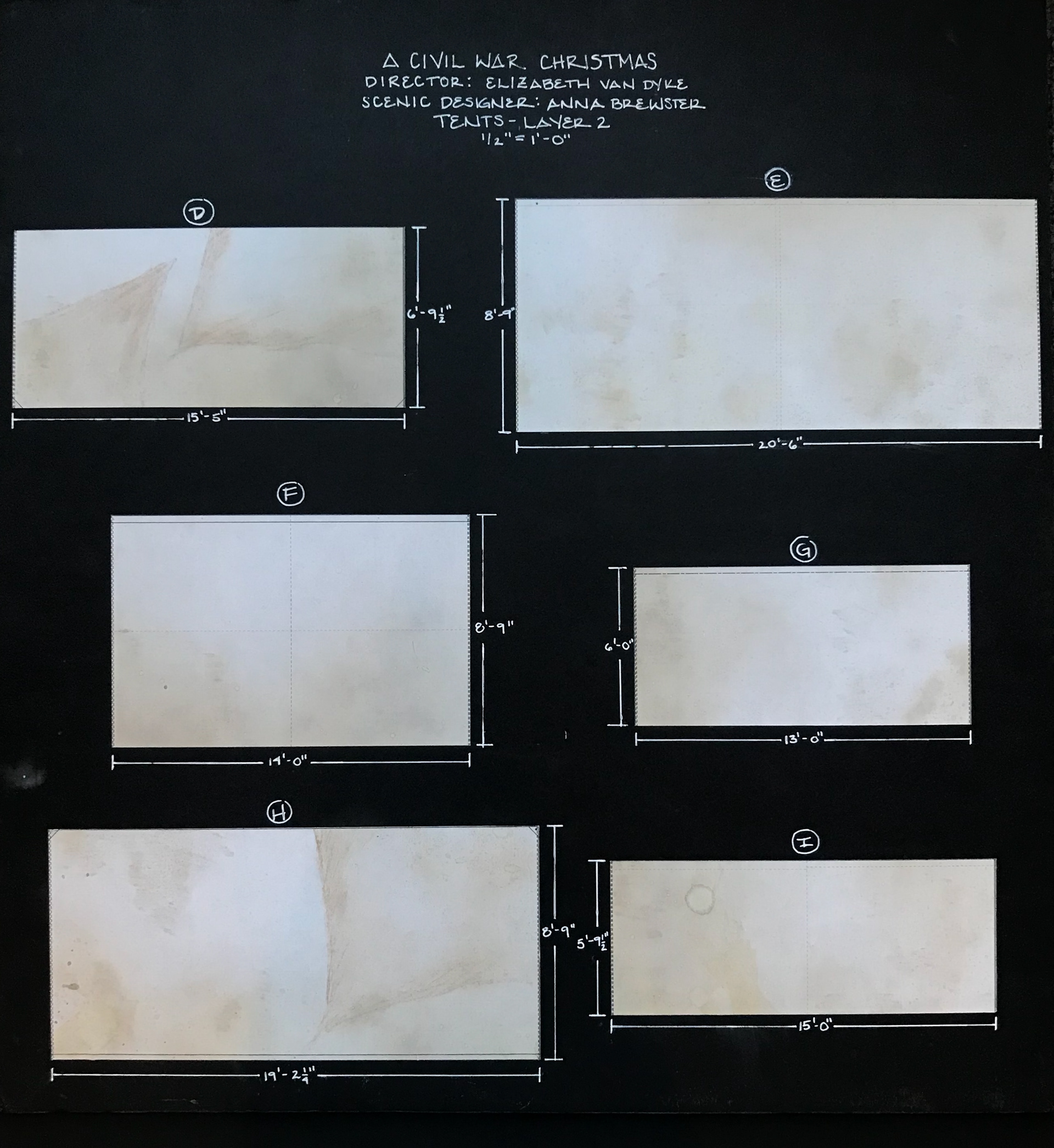 Backdrop - Front paint elevation - A Civil War Christmas - Connecticut Repertory Theatre