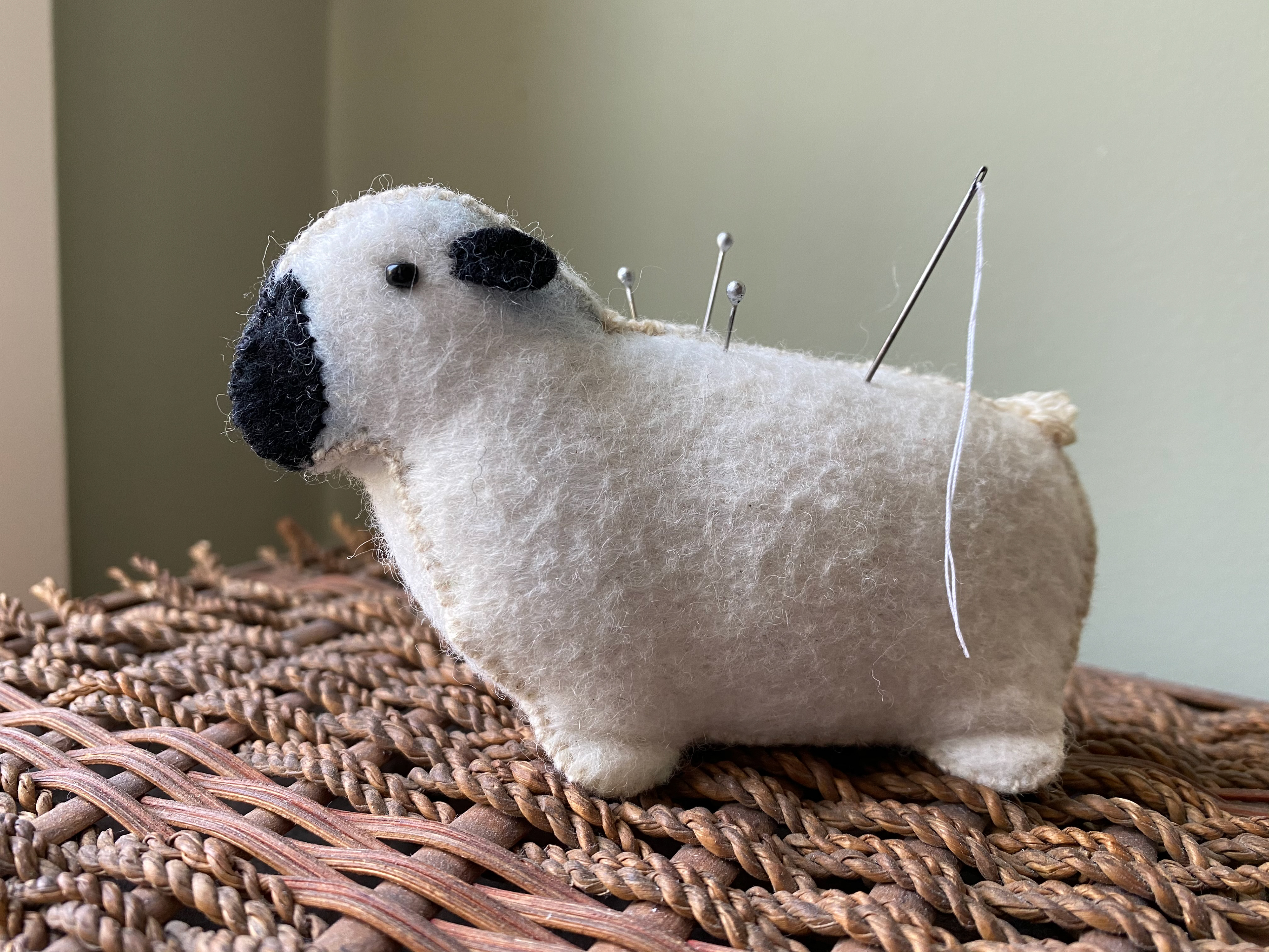 sheep pin cushion - pattern making & hand-sewing