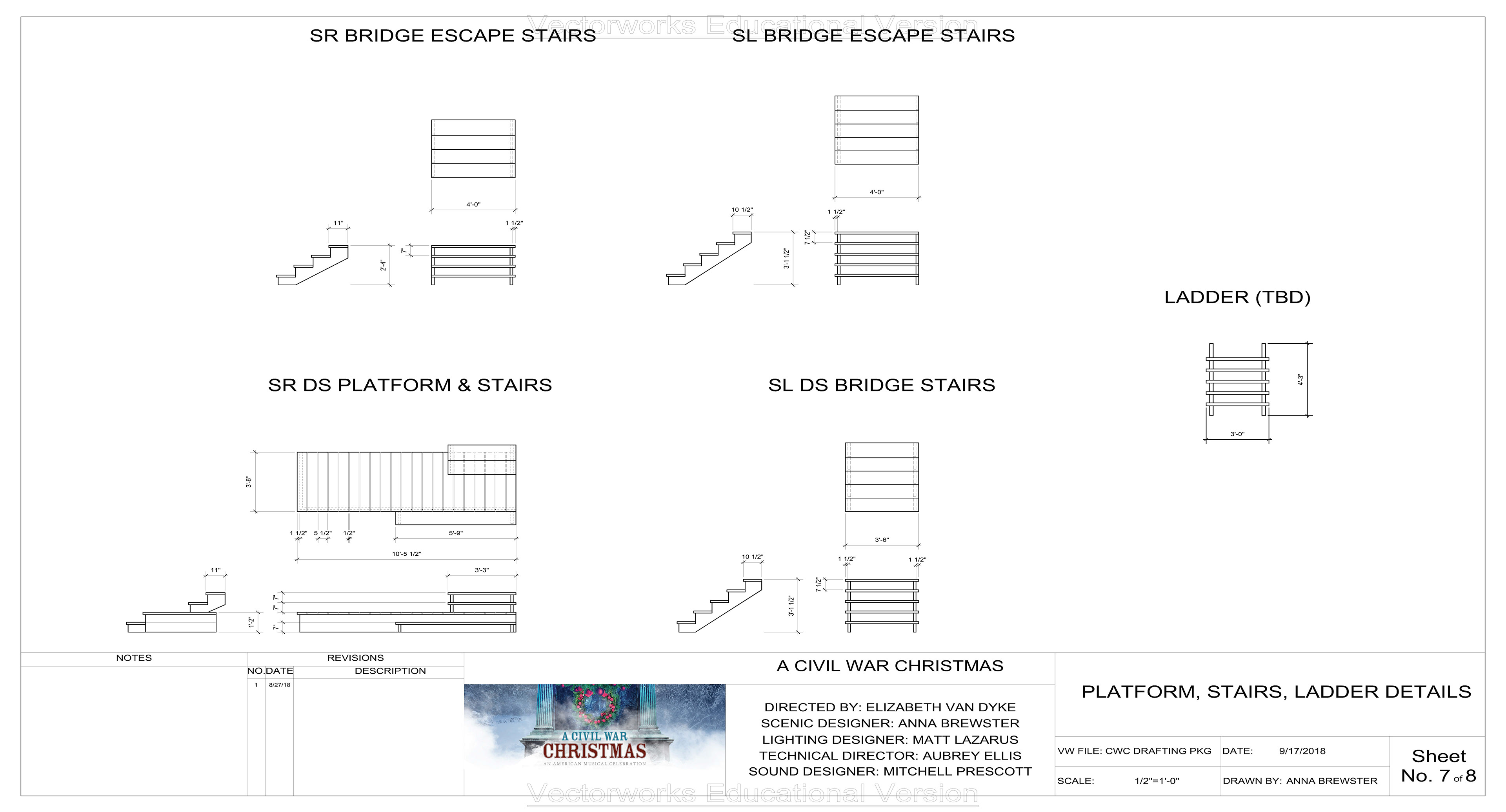 Stairs & platform details - Vectorworks - A Civil War Christmas - Connecticut Repertory Theatre