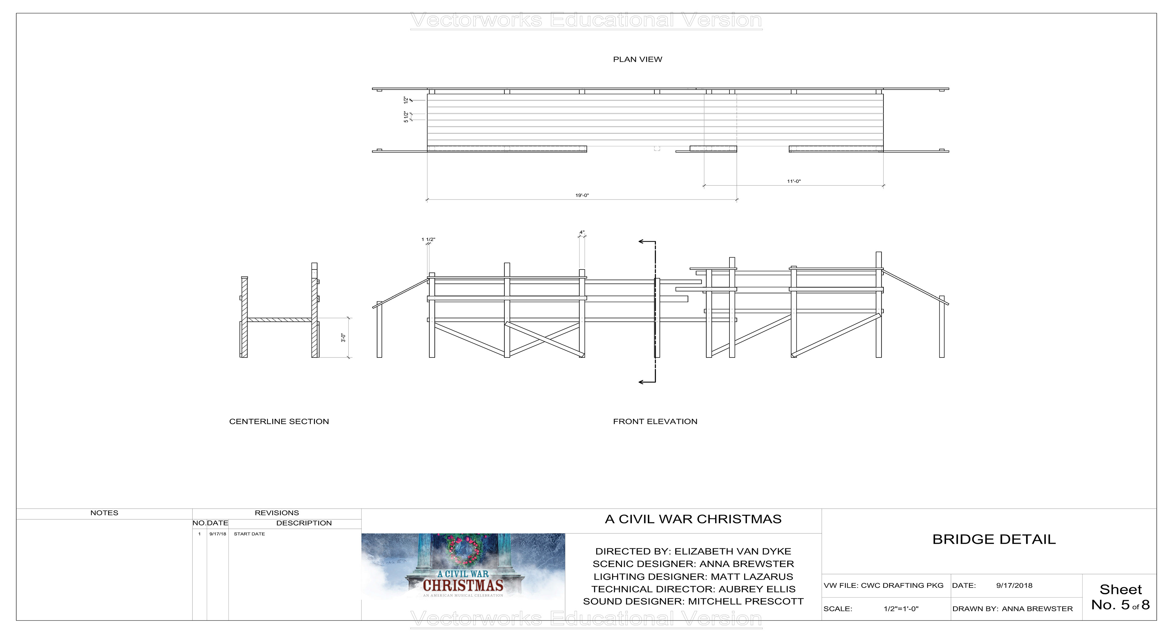 Bridge detail - Vectorworks - A Civil War Christmas - Connecticut Repertory Theatre