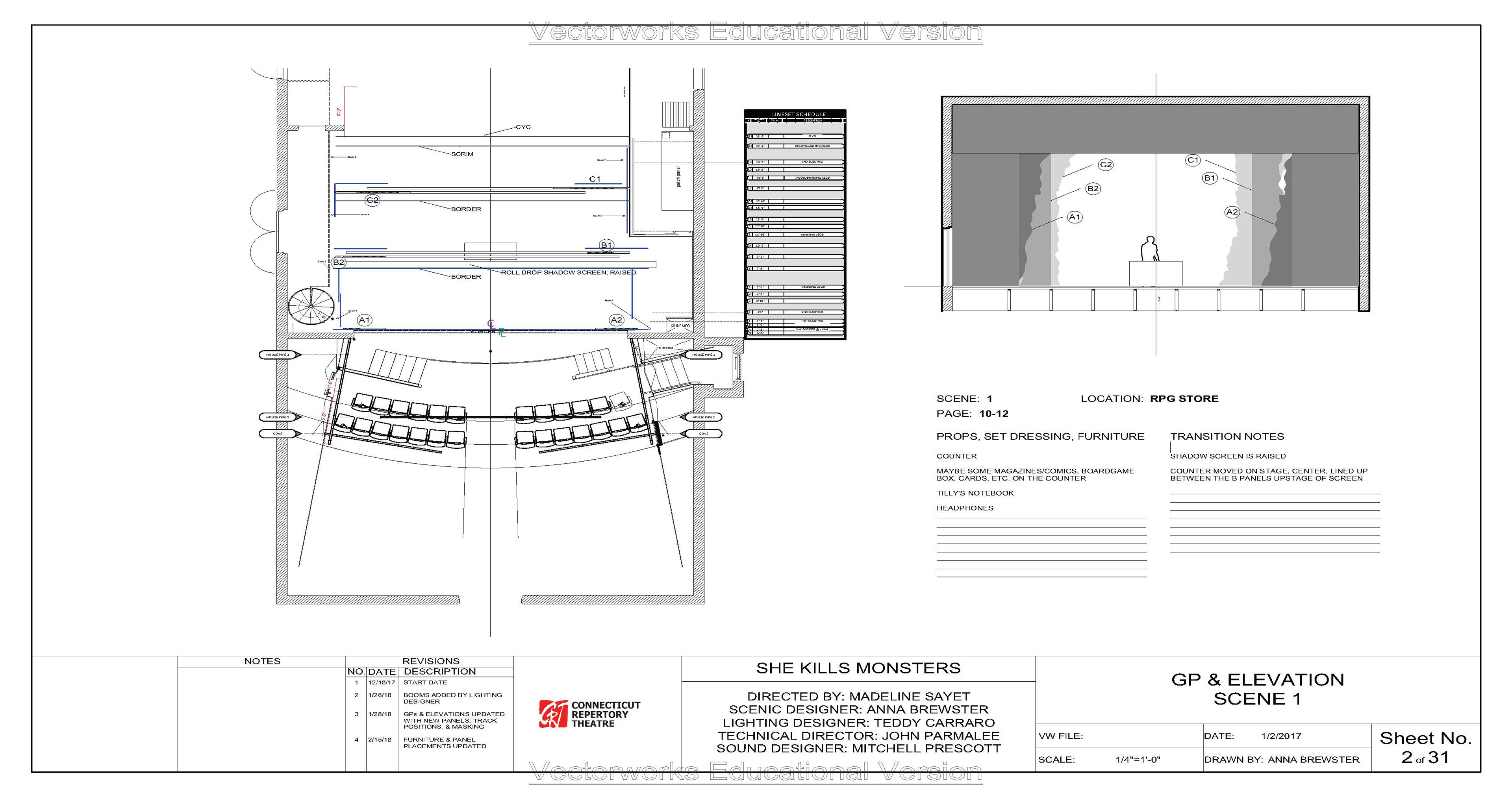 Scene by scene - AutoCAD - She Kills Monsters - Connecticut Repertory Theatre