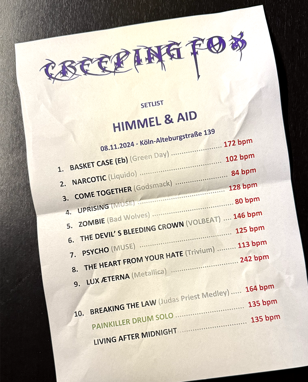 Setlist 08.11.2024