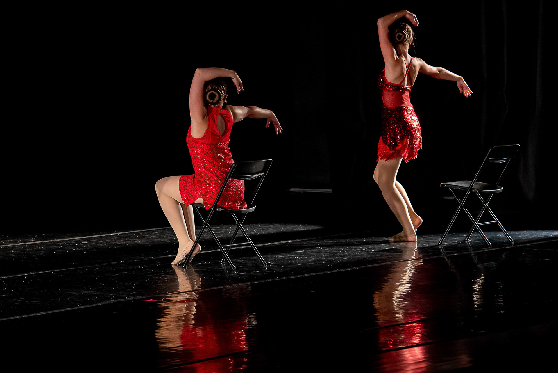 Teanage dancer in a group on stage for a Recital