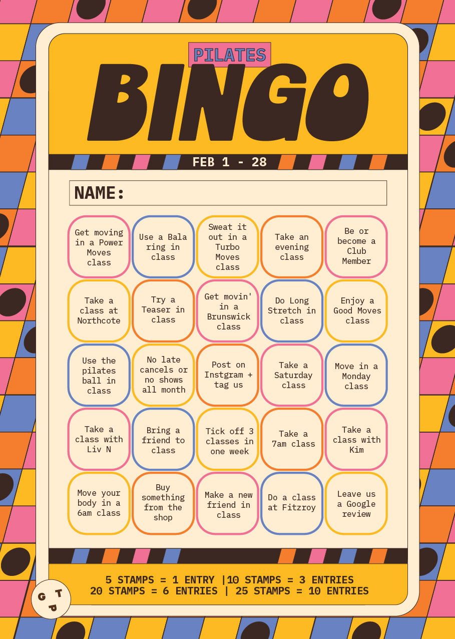 Pilates Bingo Design