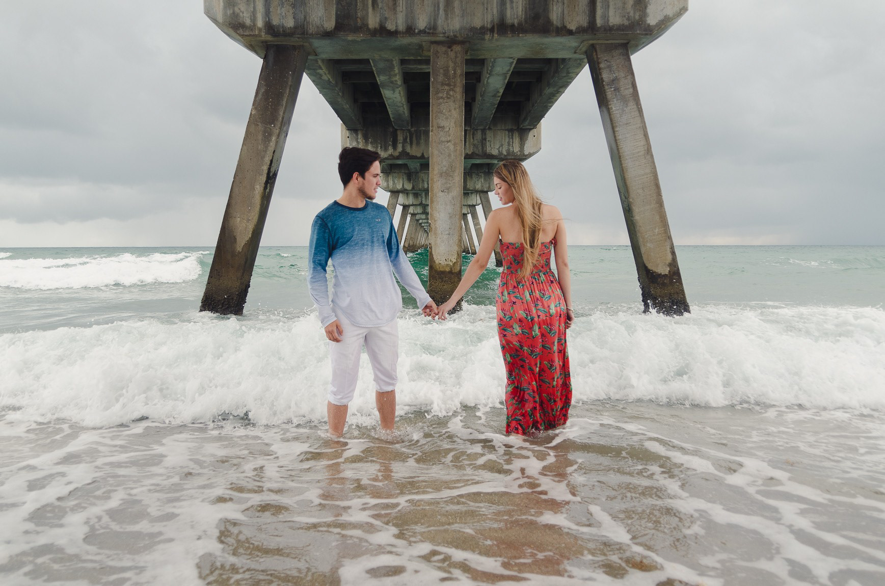 Artistic couple portrait at Dania Beach Pier