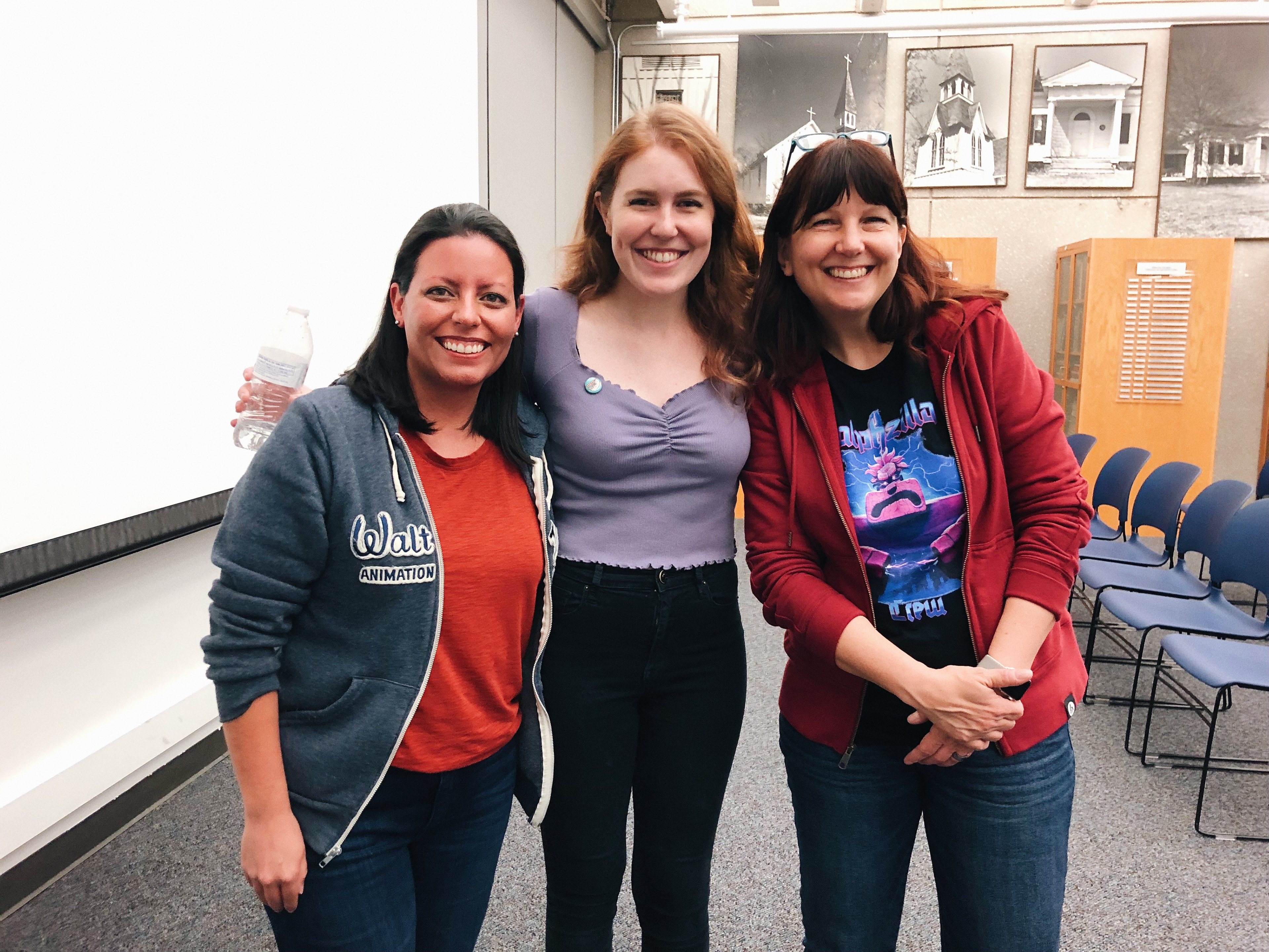 With Nicole Dial (L) and Michelle Robinson (R) from Disney Animation Studios