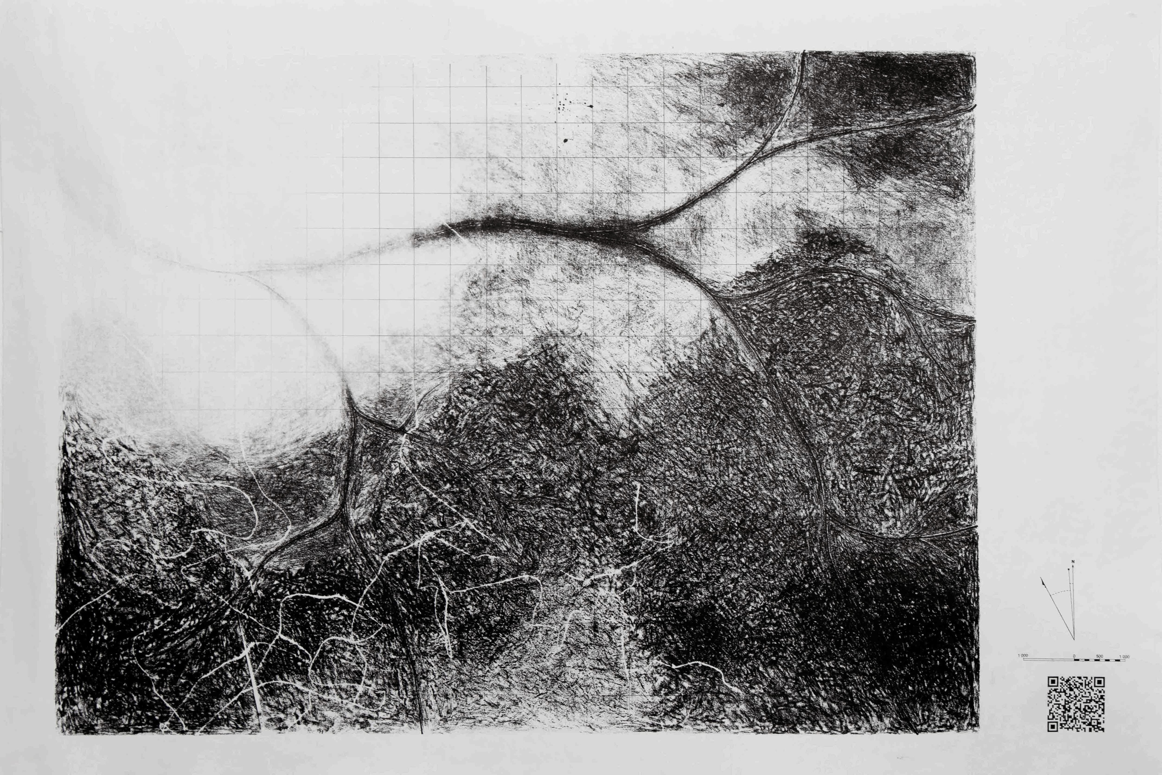 Carte universelle pour voyage sédentaire A – Variante I/VII, 2023. Lithographie sur plaque de polyester, 22 x 32 po