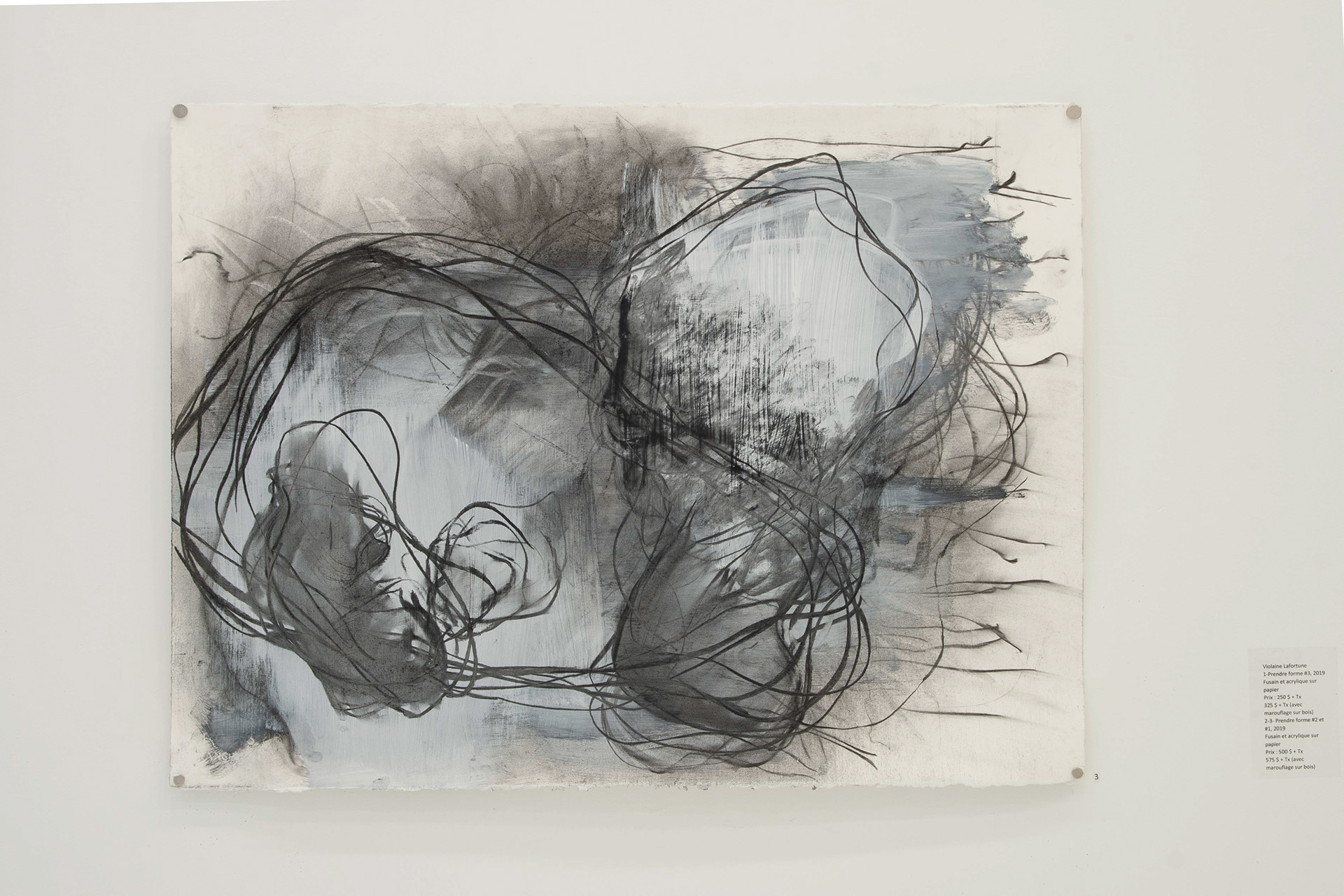 Prendre forme n°2, 2019. Fusain sur papier, 24 x 36