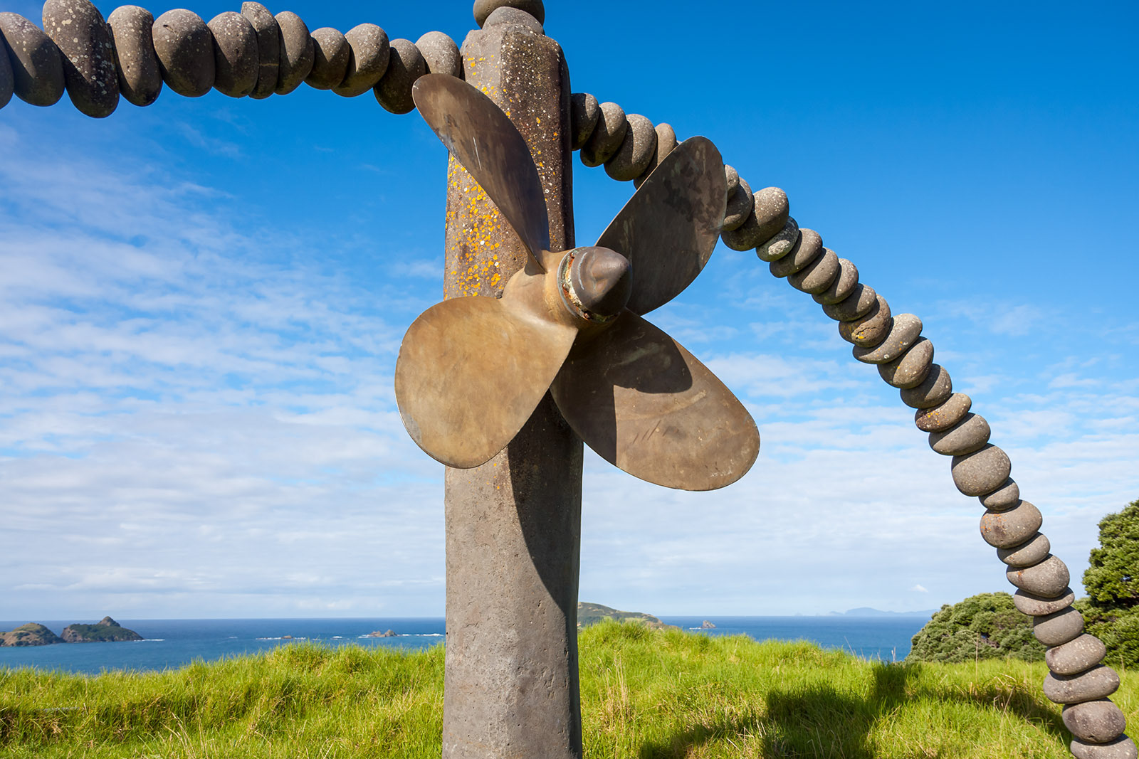 Memorial to the Rainbow Warrior, bombed by the French, at Matauri Bay