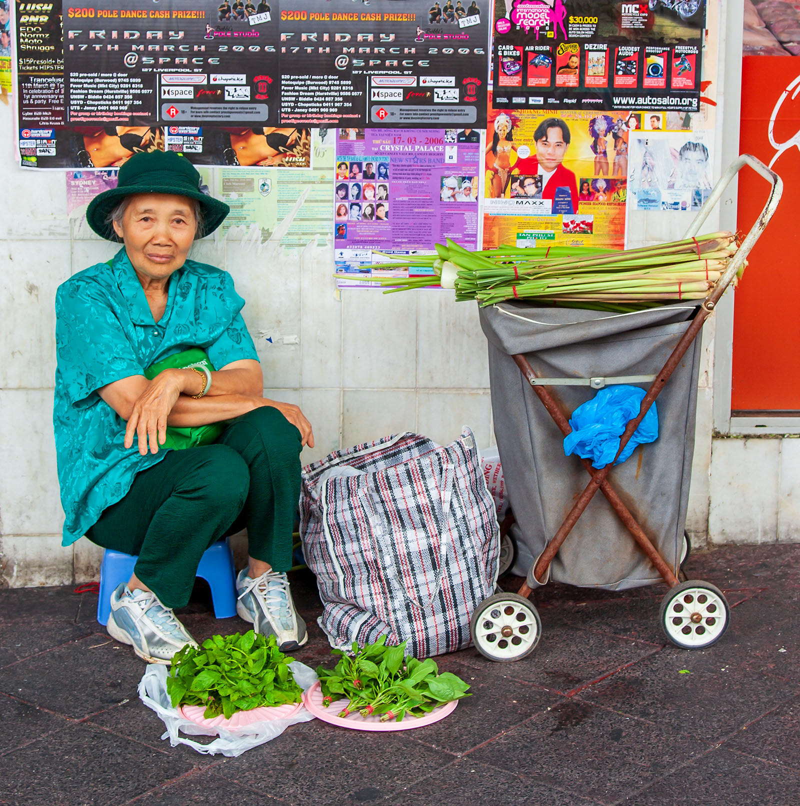 Woman selling greens in Bankstown