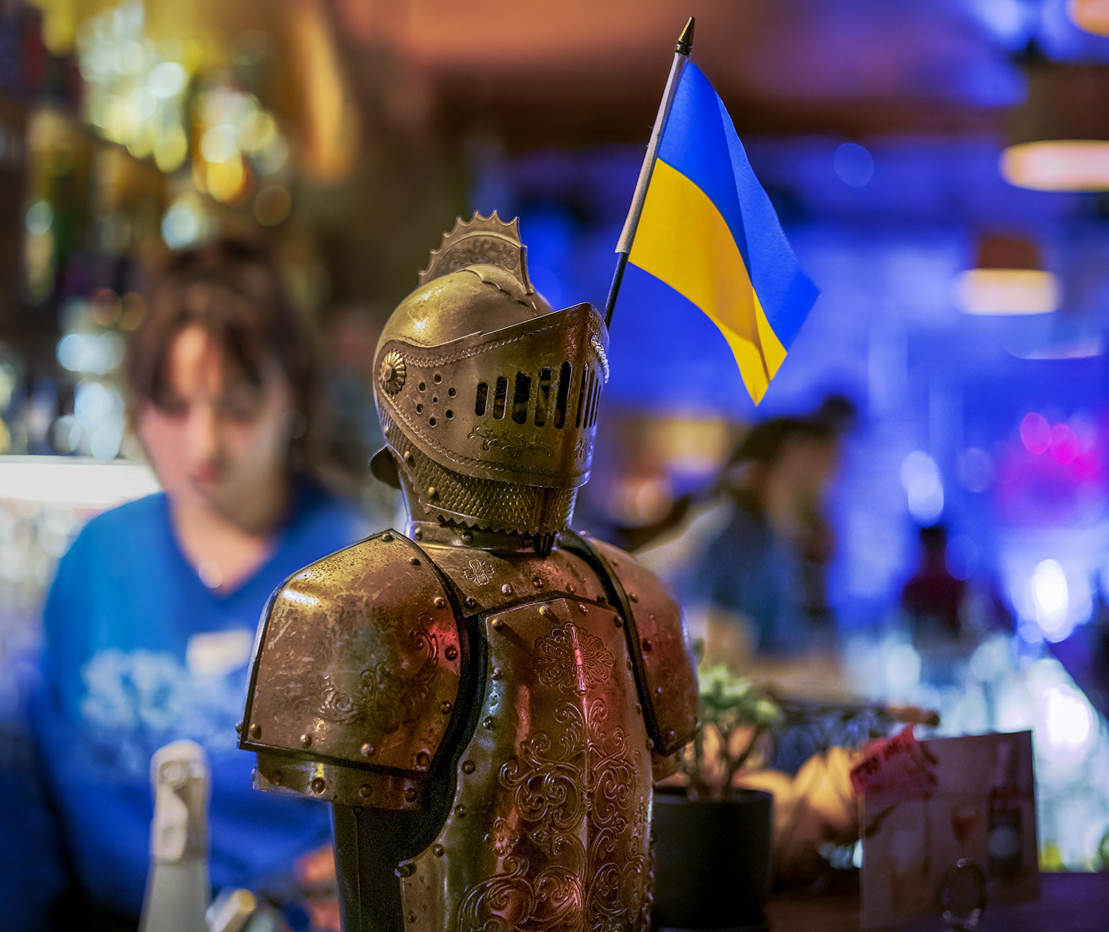 The Ukraine flag at the Gasoline Pony