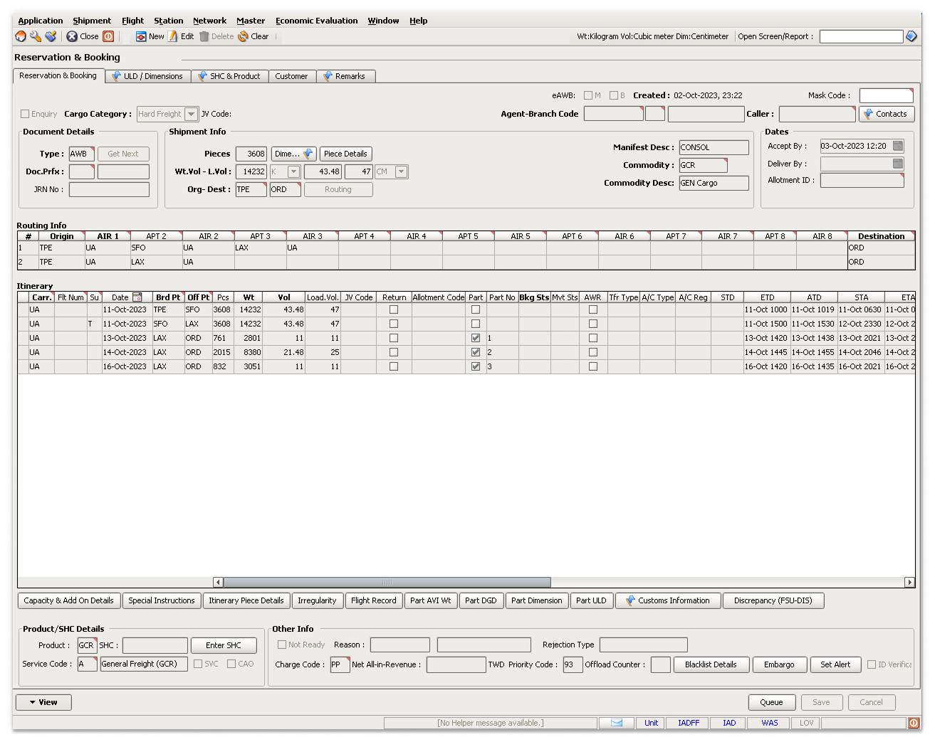Existing United Cargo agent booking app