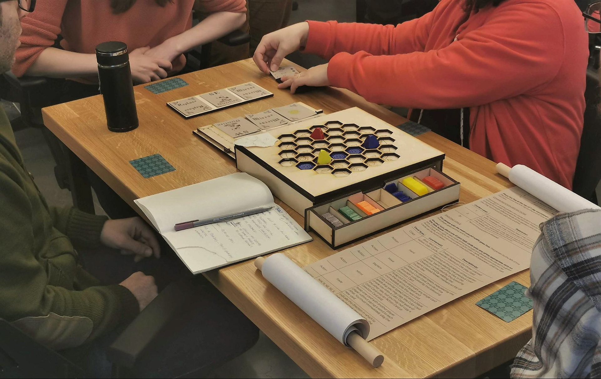 Final game board, rules, and cards
