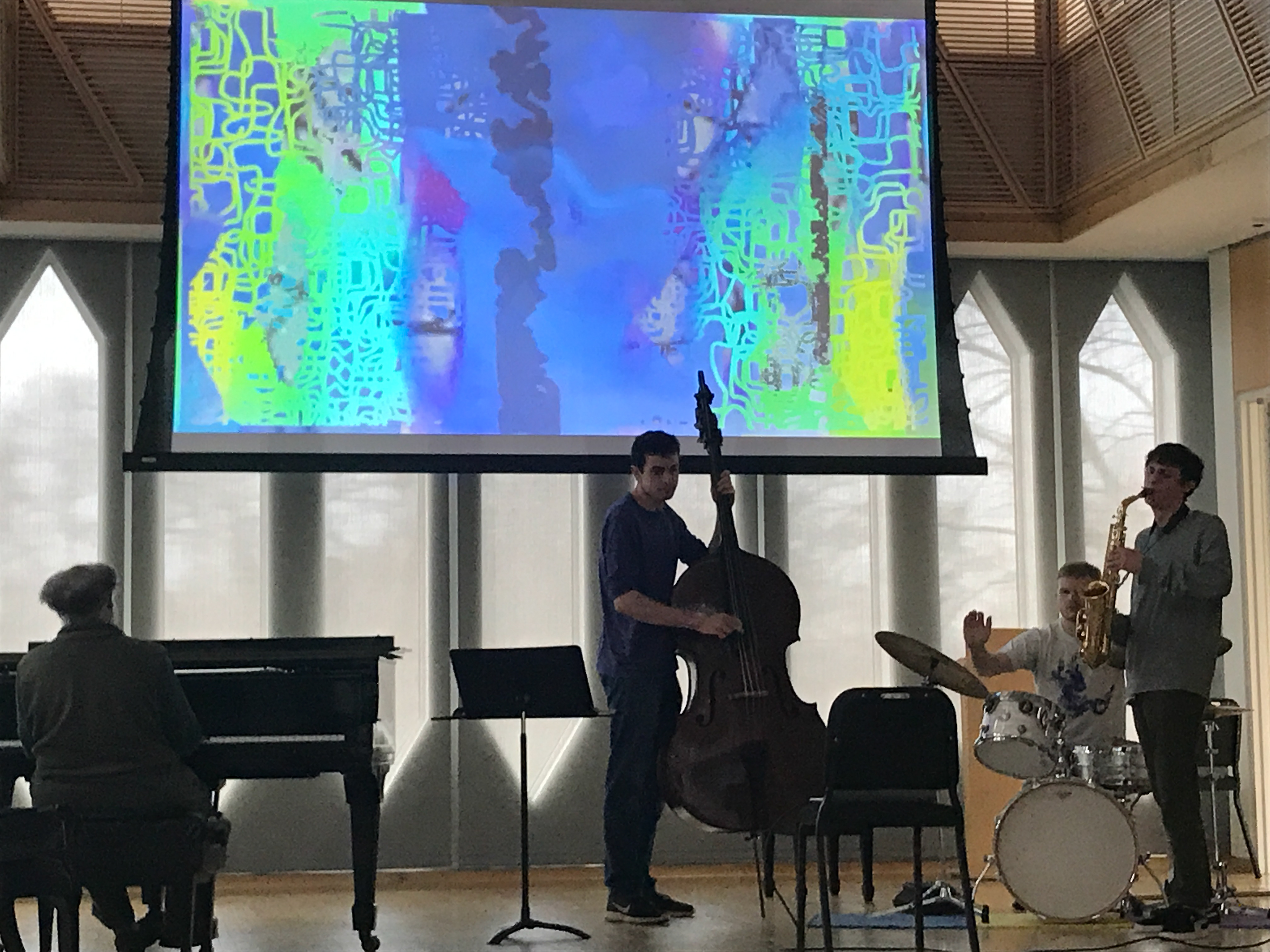 "E C H O S ( ἦχος )" projected single channel video with The Miles Gilbert Ensemble w/ Jeffrey Mumford on piano.  Stohl Hall, Oberlin College Conservatory-2020