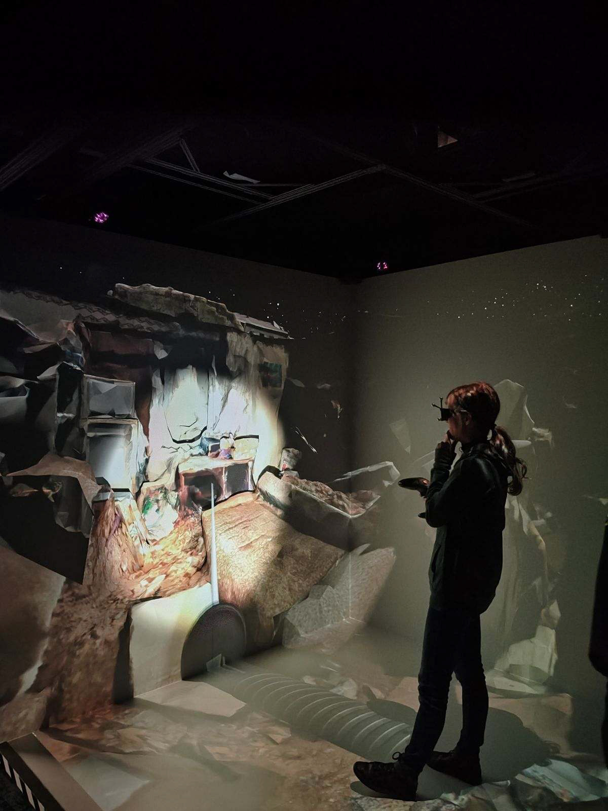 CAVE environment, reconstructed world of 3d scans of war crimes from Ukraine, in process 2023-24