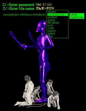 dystopian visualization of virtual world, 1999, group exhibition "DADA|DATA", 2002