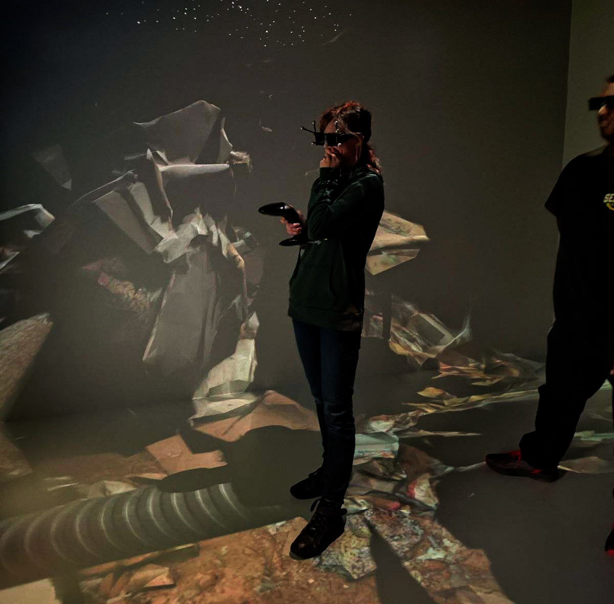 CAVE environment, reconstructed world of 3d scans of war crimes from Ukraine
