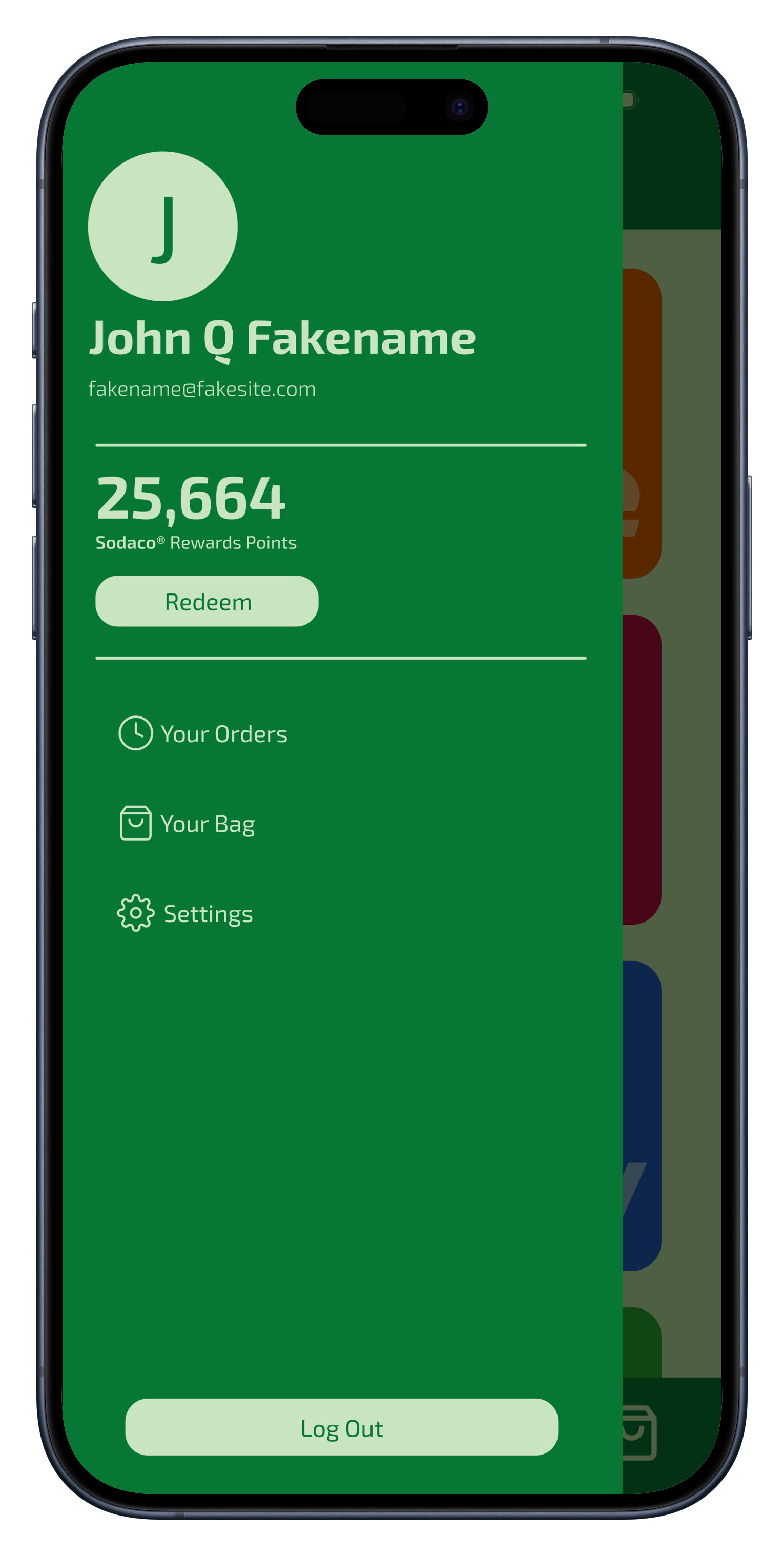 Side menu. Matches screen color.