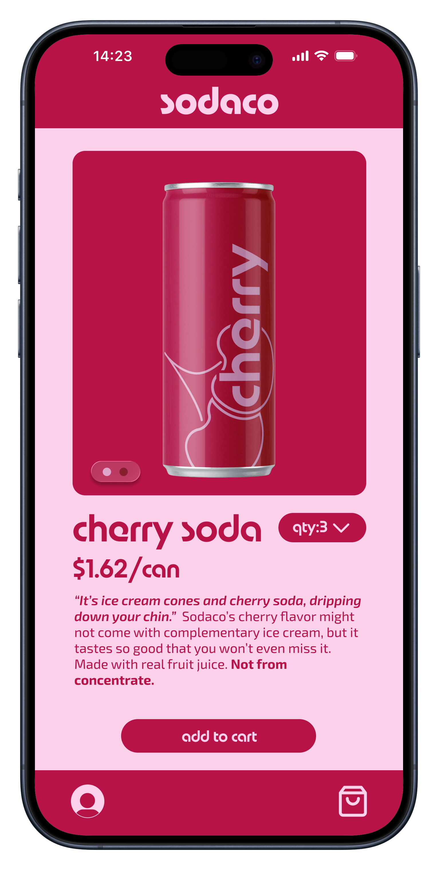 Cherry soda store page.