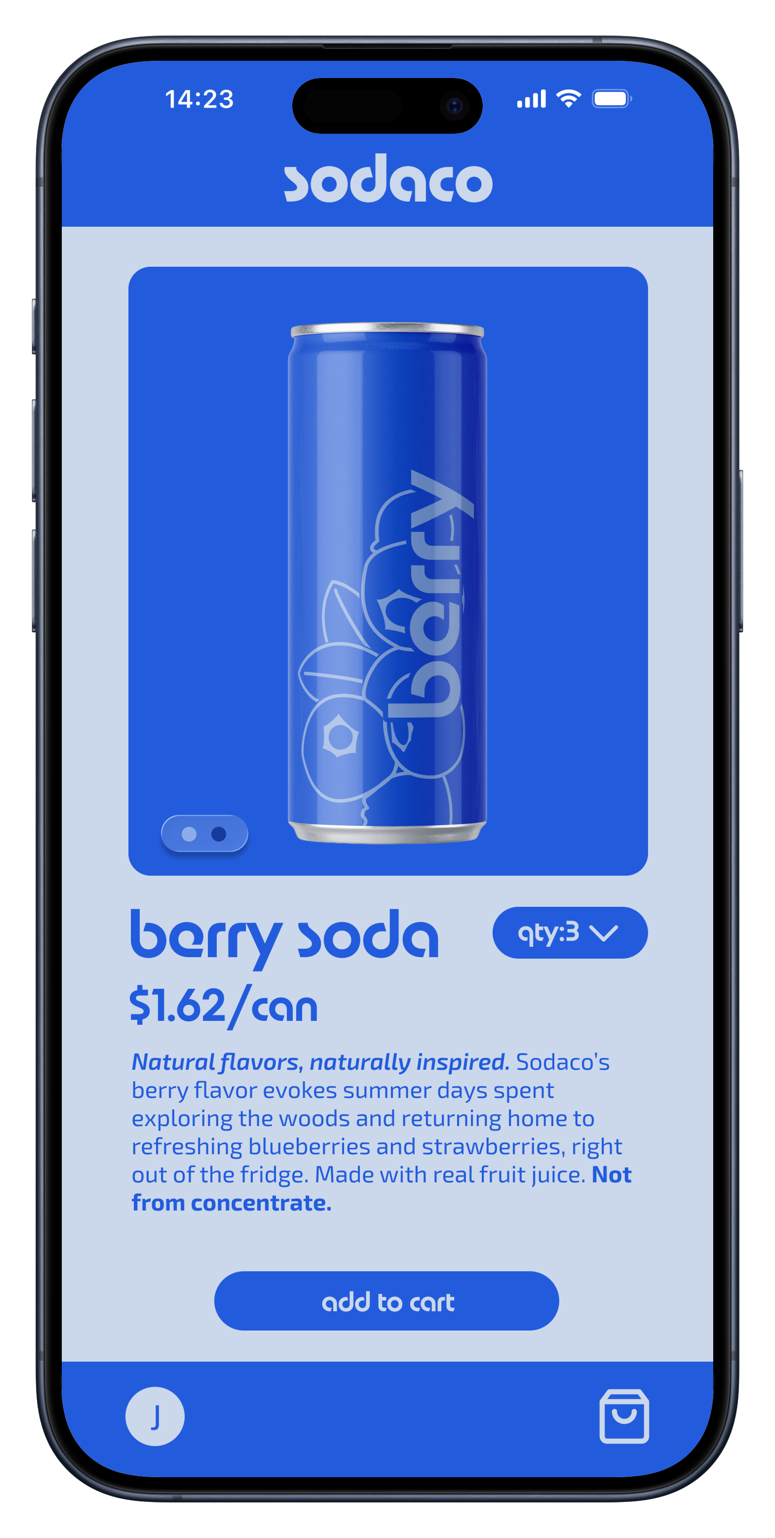 Berry soda store page.