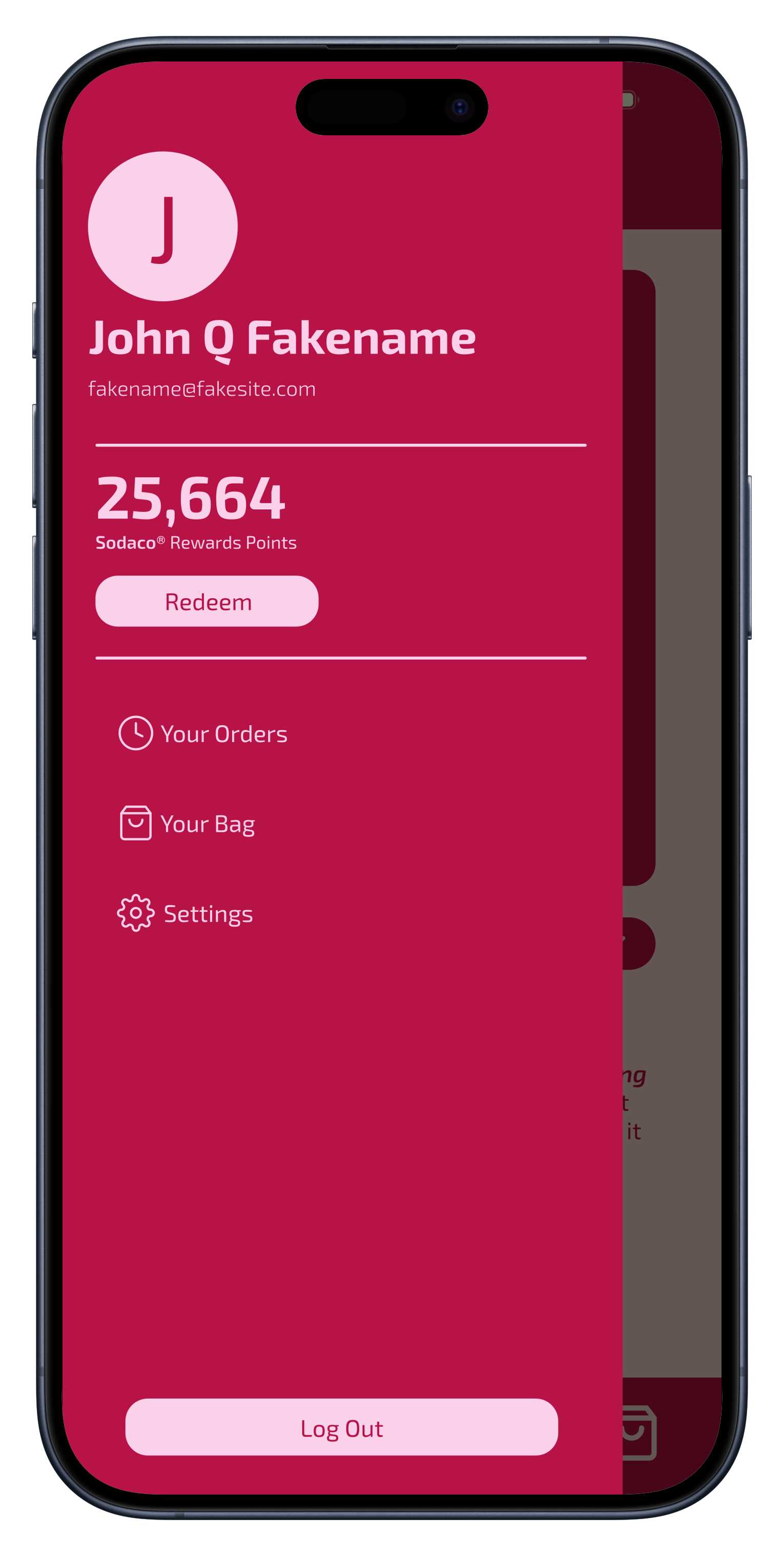 Side menu. Matches screen color.