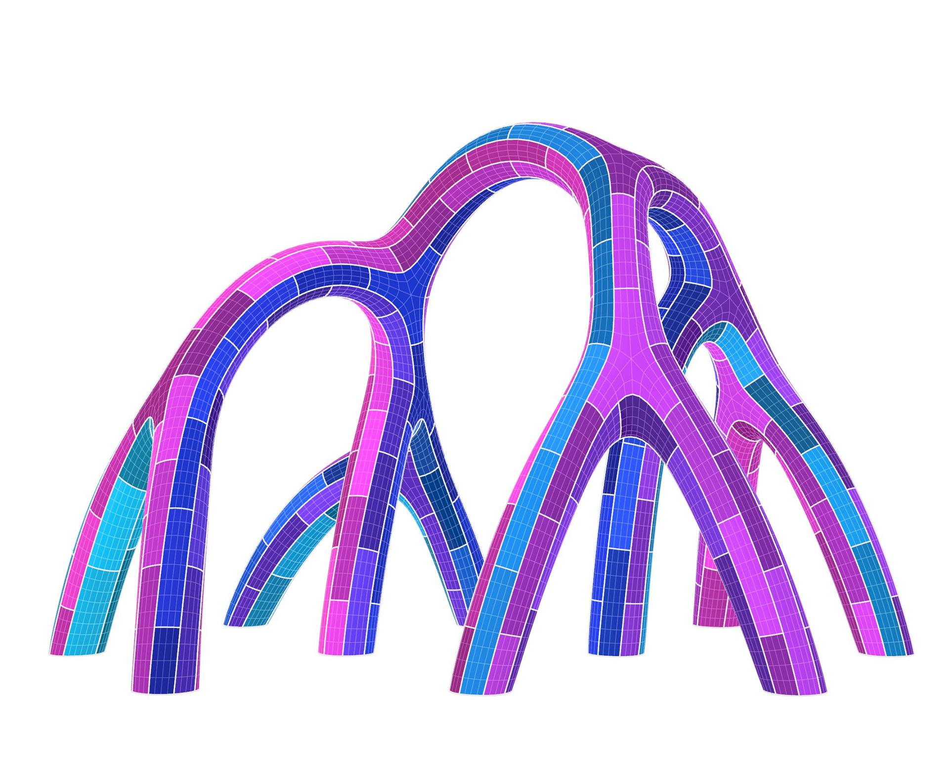 4. Divide regions into panels. The panels will be reconstructed as patch mesh for unroll purpose.