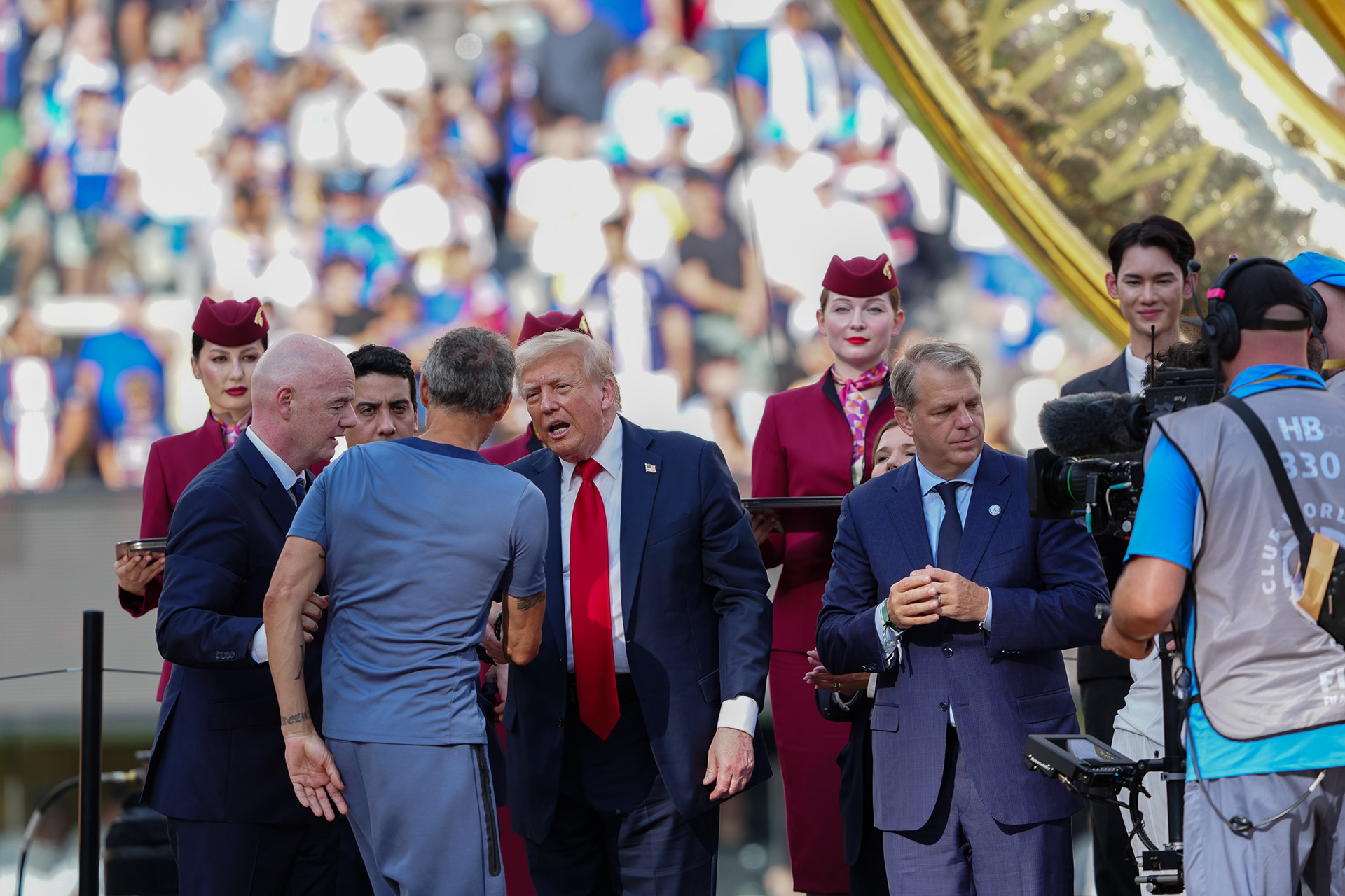 (SPO) Medal Ceremony for Players of Chelsea and PSG: FIFA Club World Cup 2925. July 13, 2025, New Jersey, USA: Medal Ceremony of finalists of FIFA Club World Cup 2025 presented by US President Donald Trump and FIFA President Gianni Infantino after soccer match between Chelsea and PSG valid for the finals of FIFA Club World Cup 2025 at MetLife stadium in New Jersey. Chelsea won 3-0.