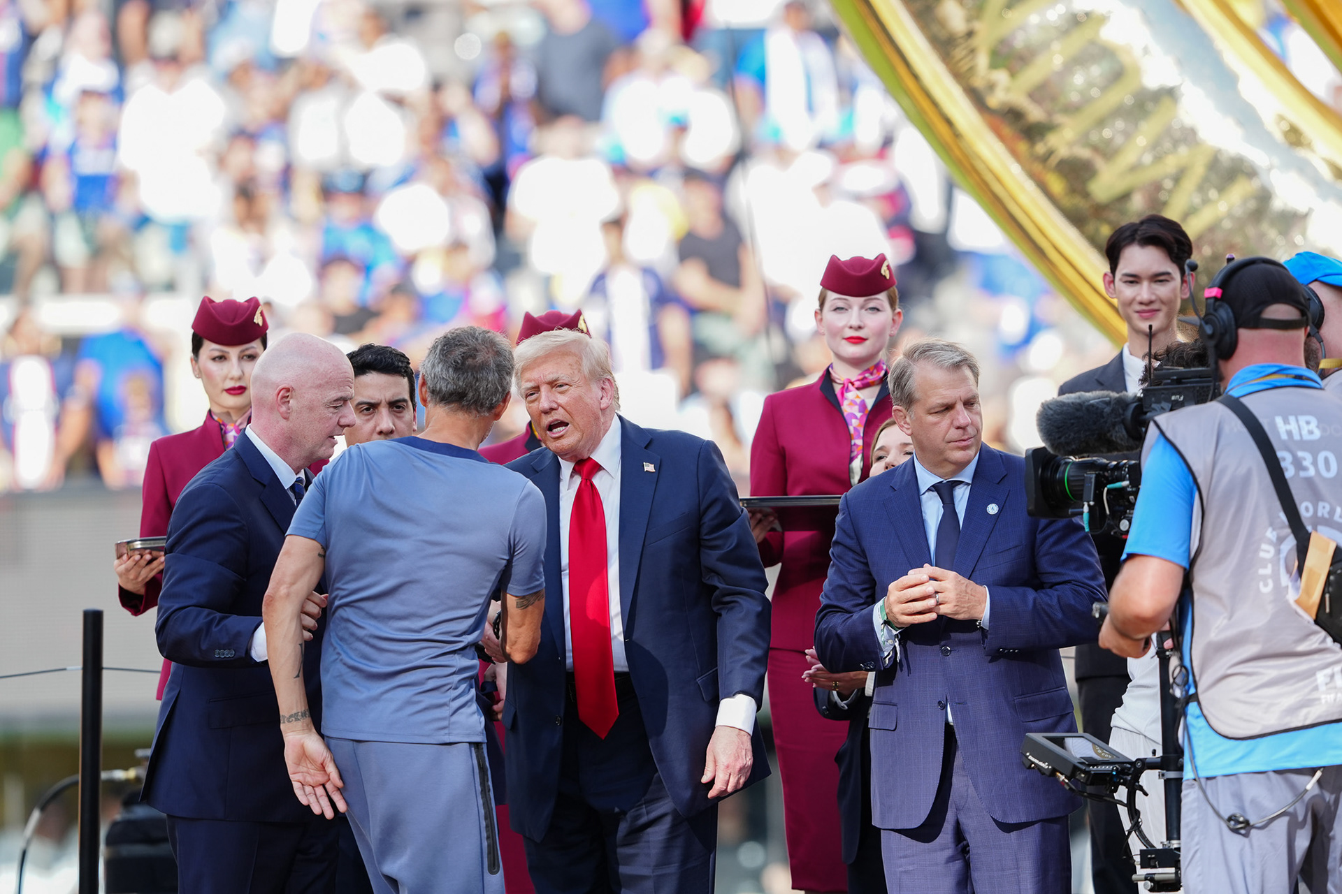 (SPO) Medal Ceremony for Players of Chelsea and PSG: FIFA Club World Cup 2925. July 13, 2025, New Jersey, USA: Medal Ceremony of finalists of FIFA Club World Cup 2025 presented by US President Donald Trump and FIFA President Gianni Infantino after soccer match between Chelsea and PSG valid for the finals of FIFA Club World Cup 2025 at MetLife stadium in New Jersey. Chelsea won 3-0.