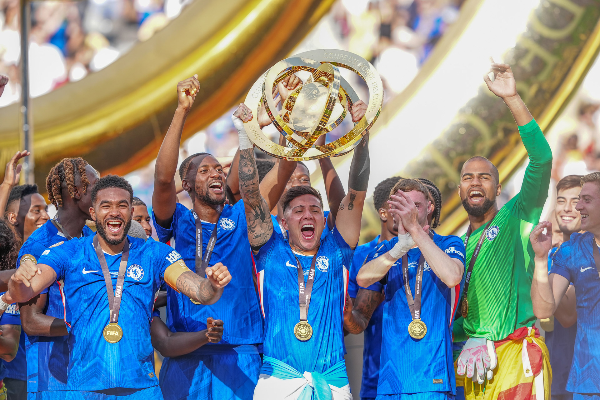 (SPO) Medal Ceremony for Players of Chelsea and PSG: FIFA Club World Cup 2925. July 13, 2025, New Jersey, USA: Medal Ceremony of finalists of FIFA Club World Cup 2025 presented by US President Donald Trump and FIFA President Gianni Infantino after soccer match between Chelsea and PSG valid for the finals of FIFA Club World Cup 2025 at MetLife stadium in New Jersey. Chelsea won 3-0.