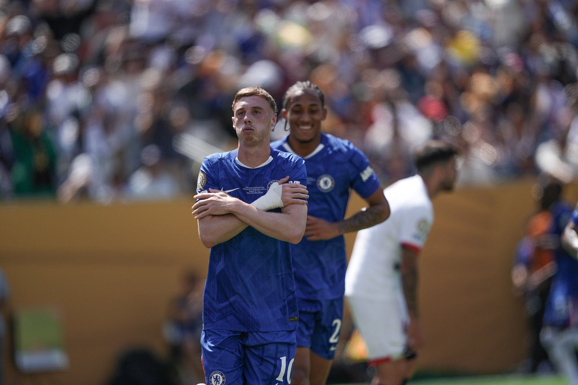 (SPO) Medal Ceremony for Players of Chelsea and PSG: FIFA Club World Cup 2925. July 13, 2025, New Jersey, USA: Medal Ceremony of finalists of FIFA Club World Cup 2025 presented by US President Donald Trump and FIFA President Gianni Infantino after soccer match between Chelsea and PSG valid for the finals of FIFA Club World Cup 2025 at MetLife stadium in New Jersey. Chelsea won 3-0.